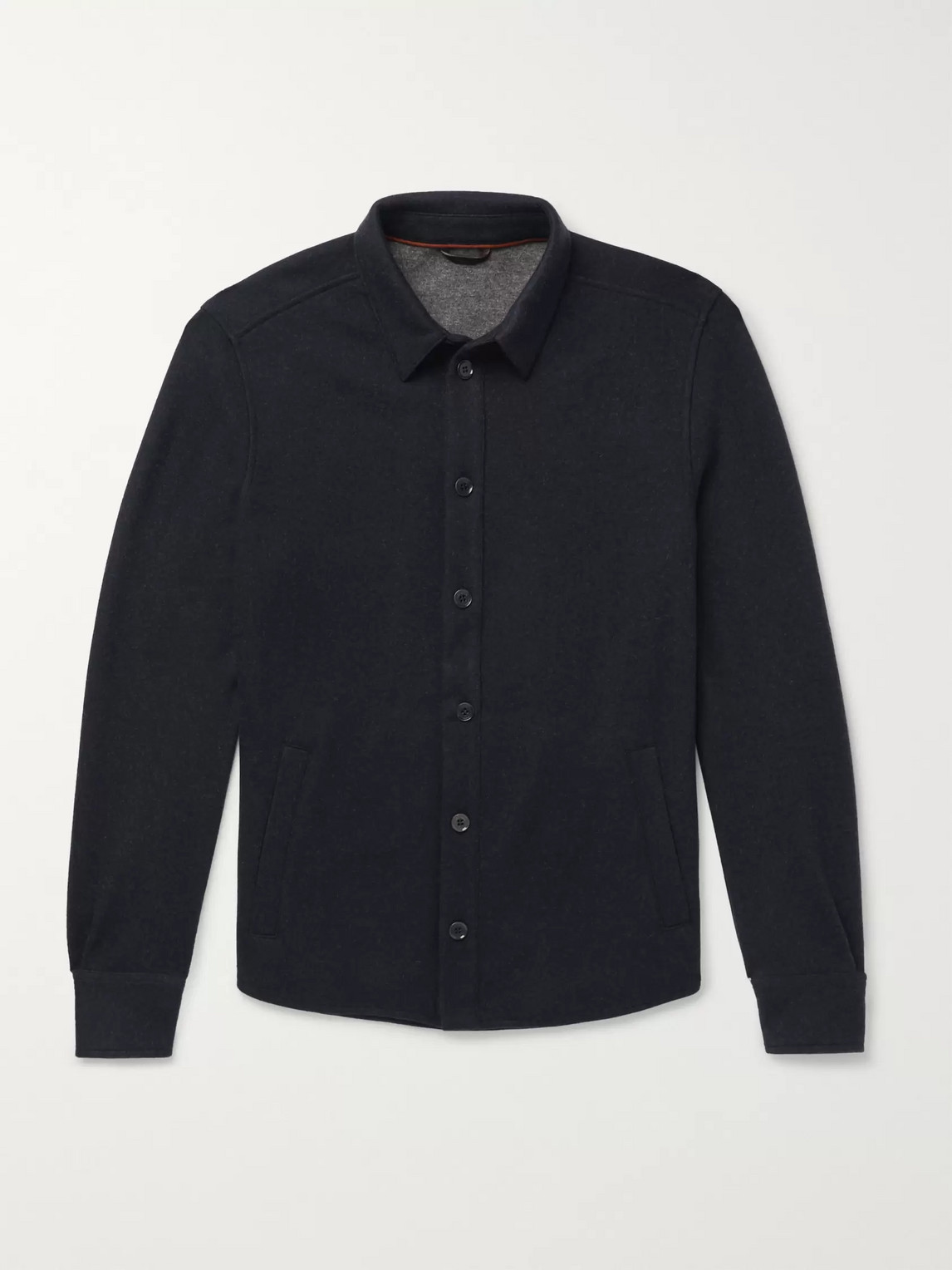 Suede-Trimmed Mélange Cashmere-Blend Overshirt