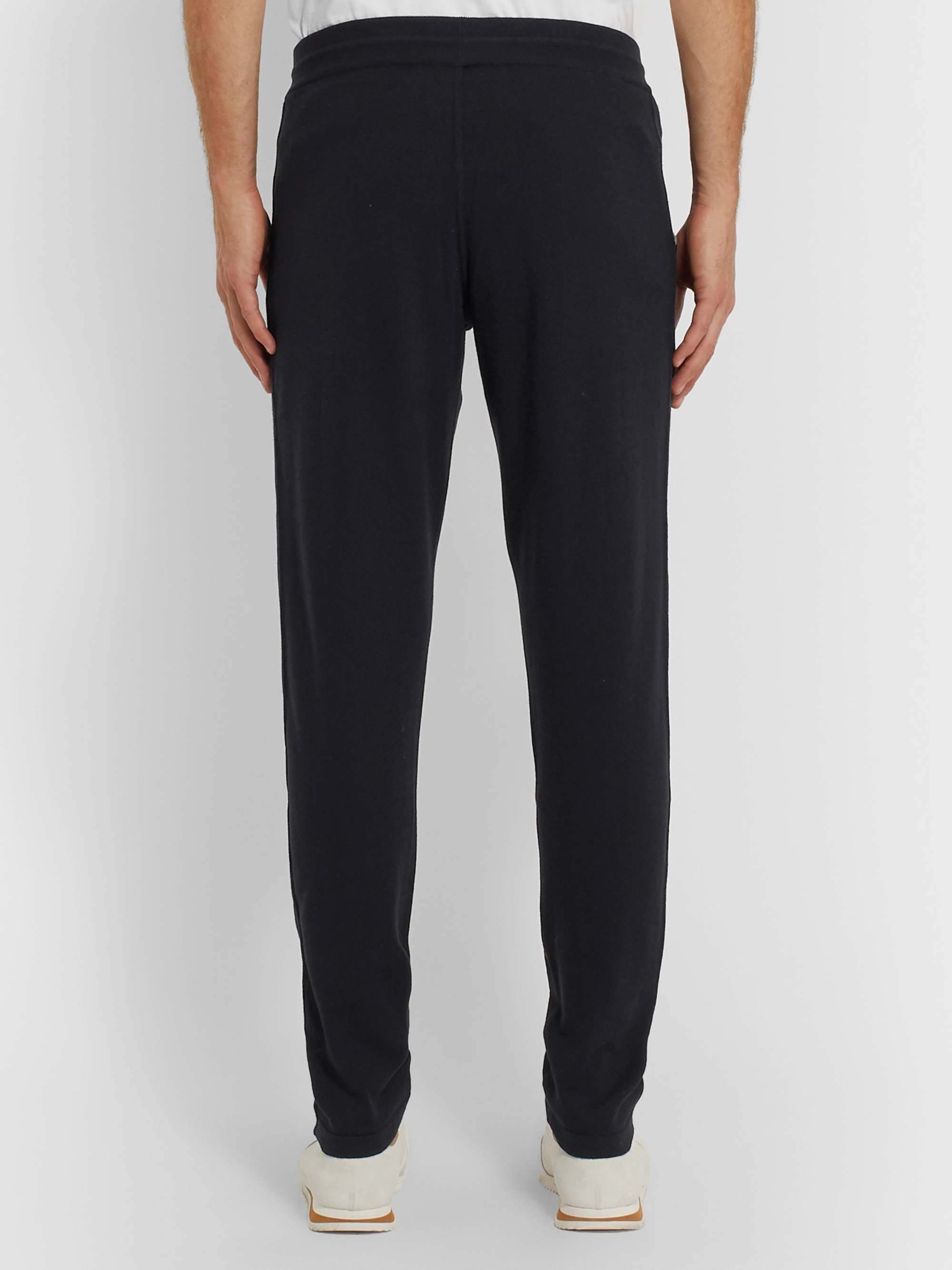 LORO PIANA Tapered Piped Cashmere and Cotton-Blend Sweatpants