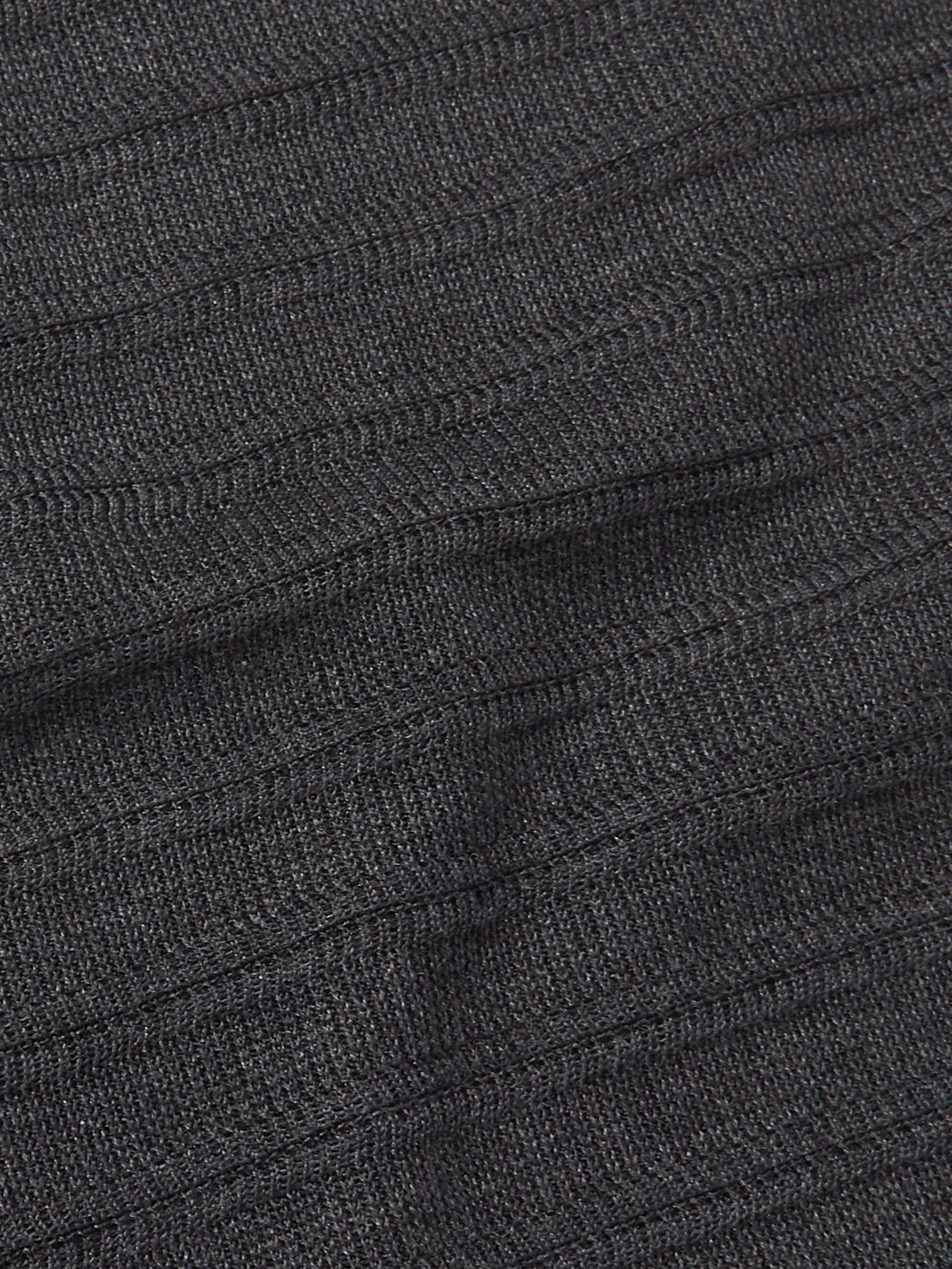 DUNHILL Slim-Fit Striped Knitted Mulberry Silk Polo Shirt