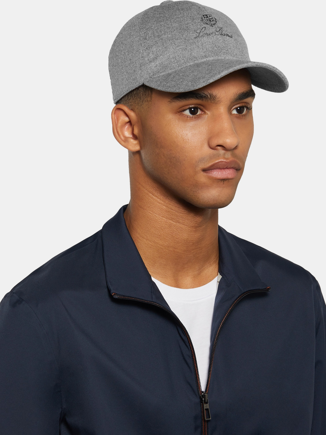 Shop Loro Piana Logo-embroidered Storm System Baby Cashmere Baseball Cap In Gray