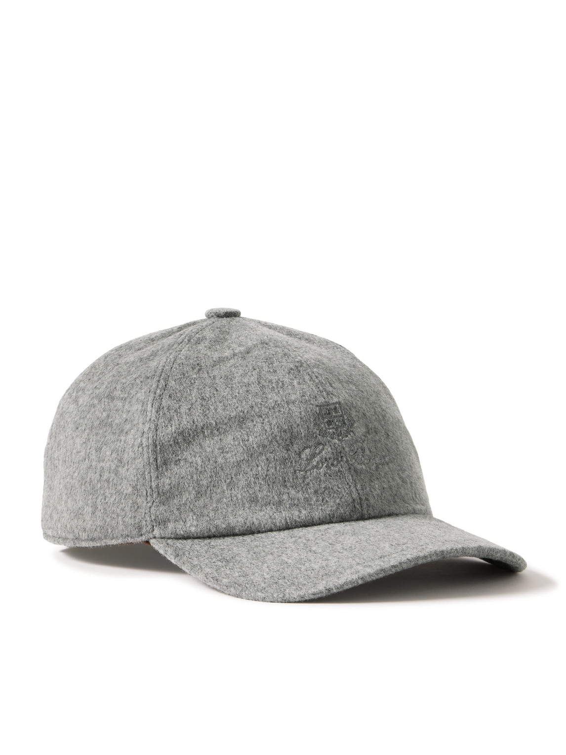 Shop Loro Piana Logo-embroidered Storm System Baby Cashmere Baseball Cap In Gray