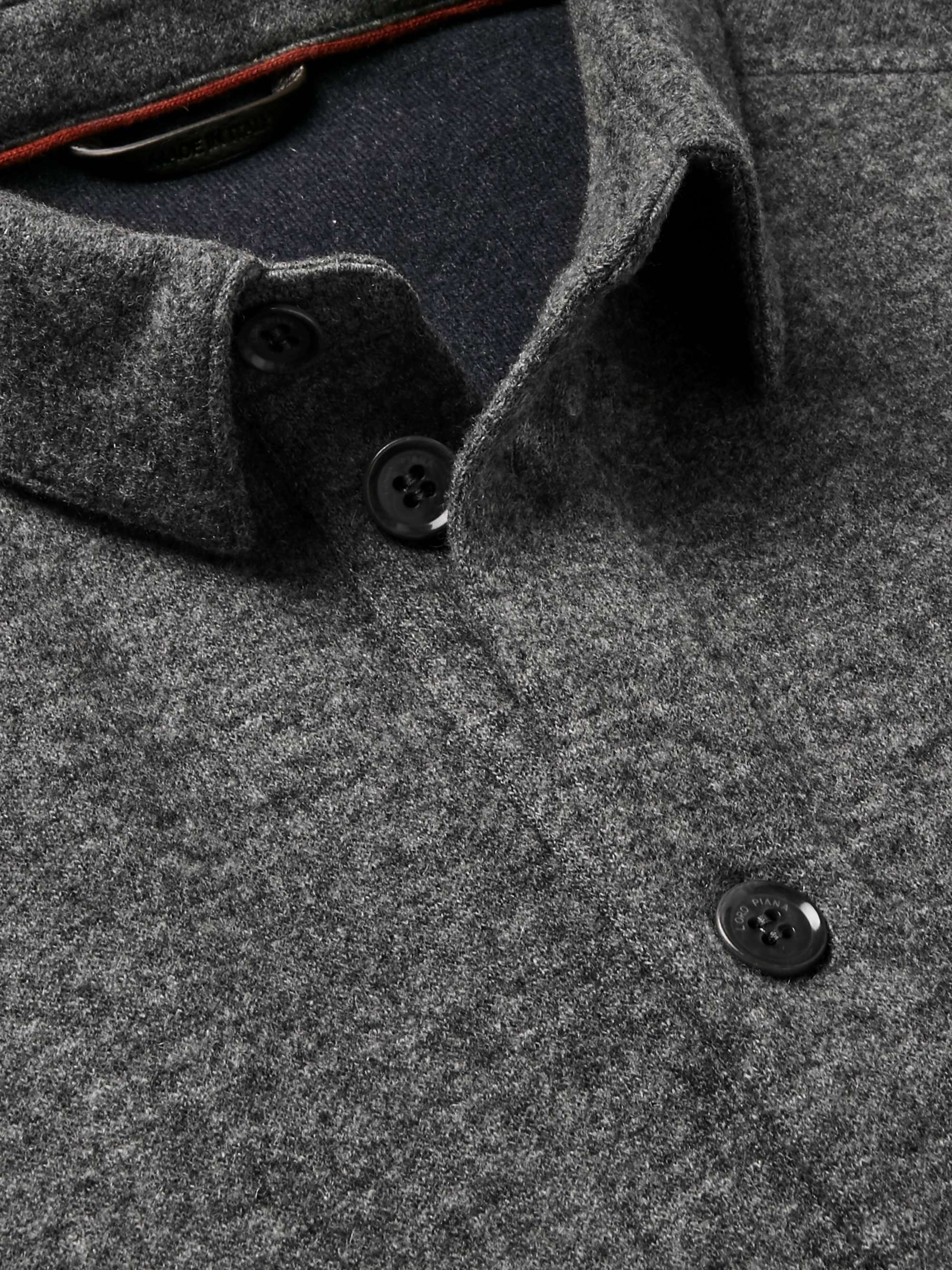 LORO PIANA Suede-Trimmed Mélange Cashmere-Blend Overshirt