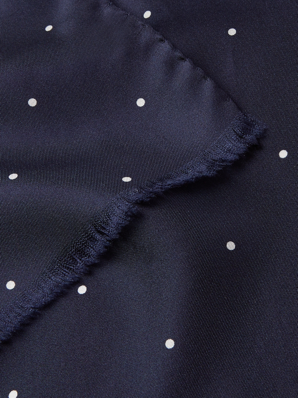 Shop Favourbrook Fringed Polka-dot Silk Scarf In Blue