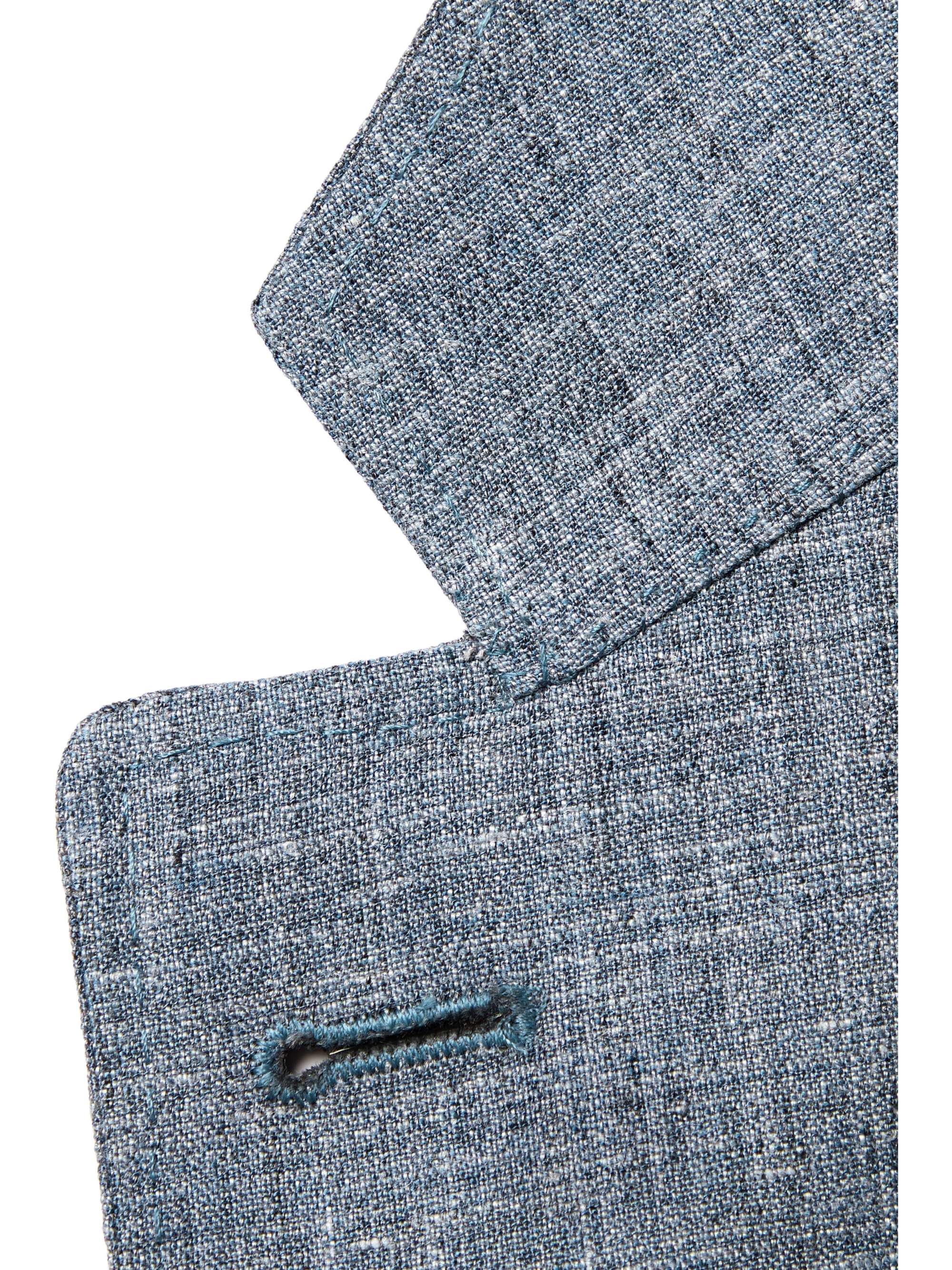 CANALI Dusty-Blue Kei Slim-Fit Mélange Linen and Silk-Blend Suit Jacket