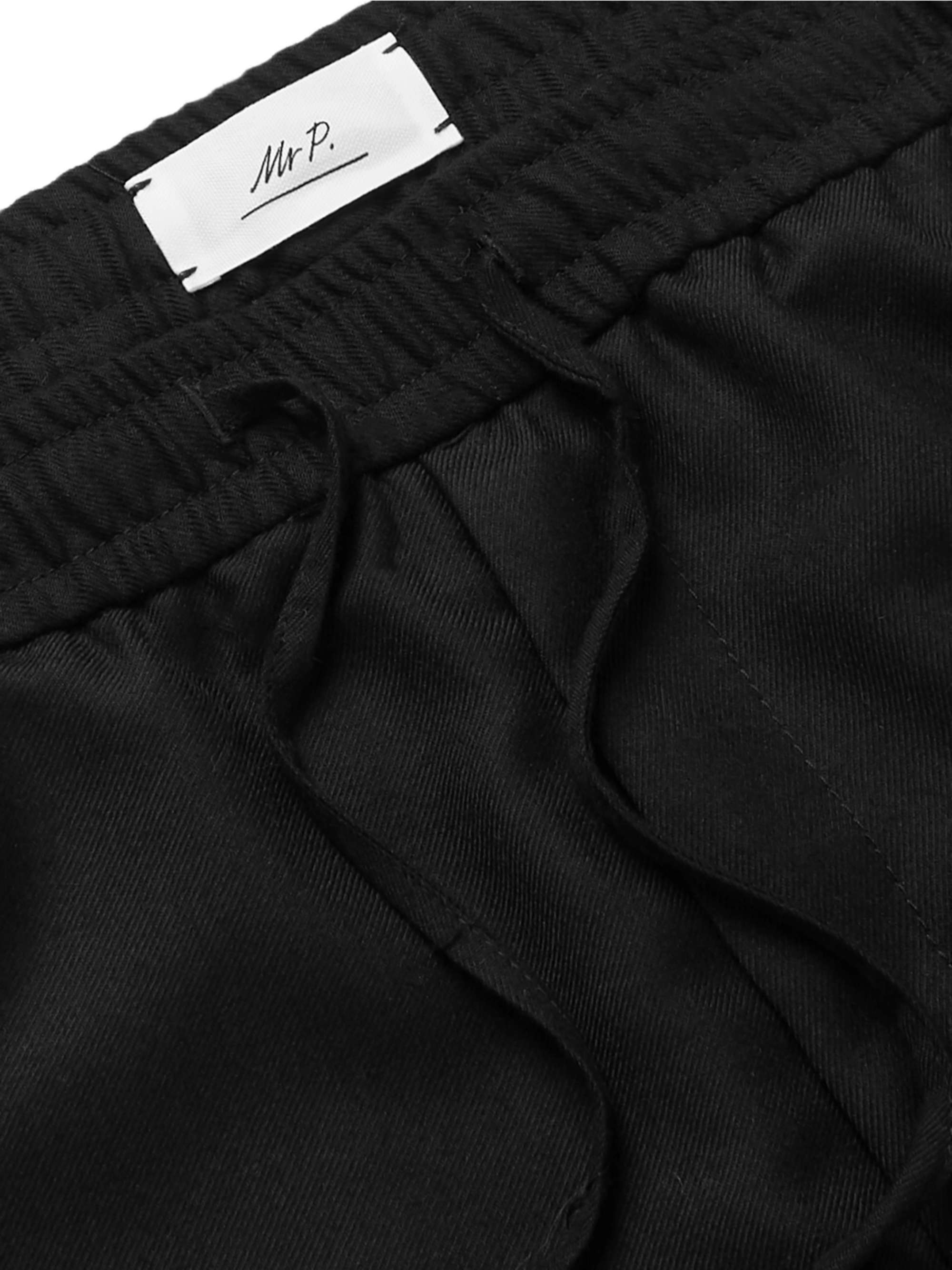 MR P. Slim-Fit Black Wool-Twill Drawstring Trousers