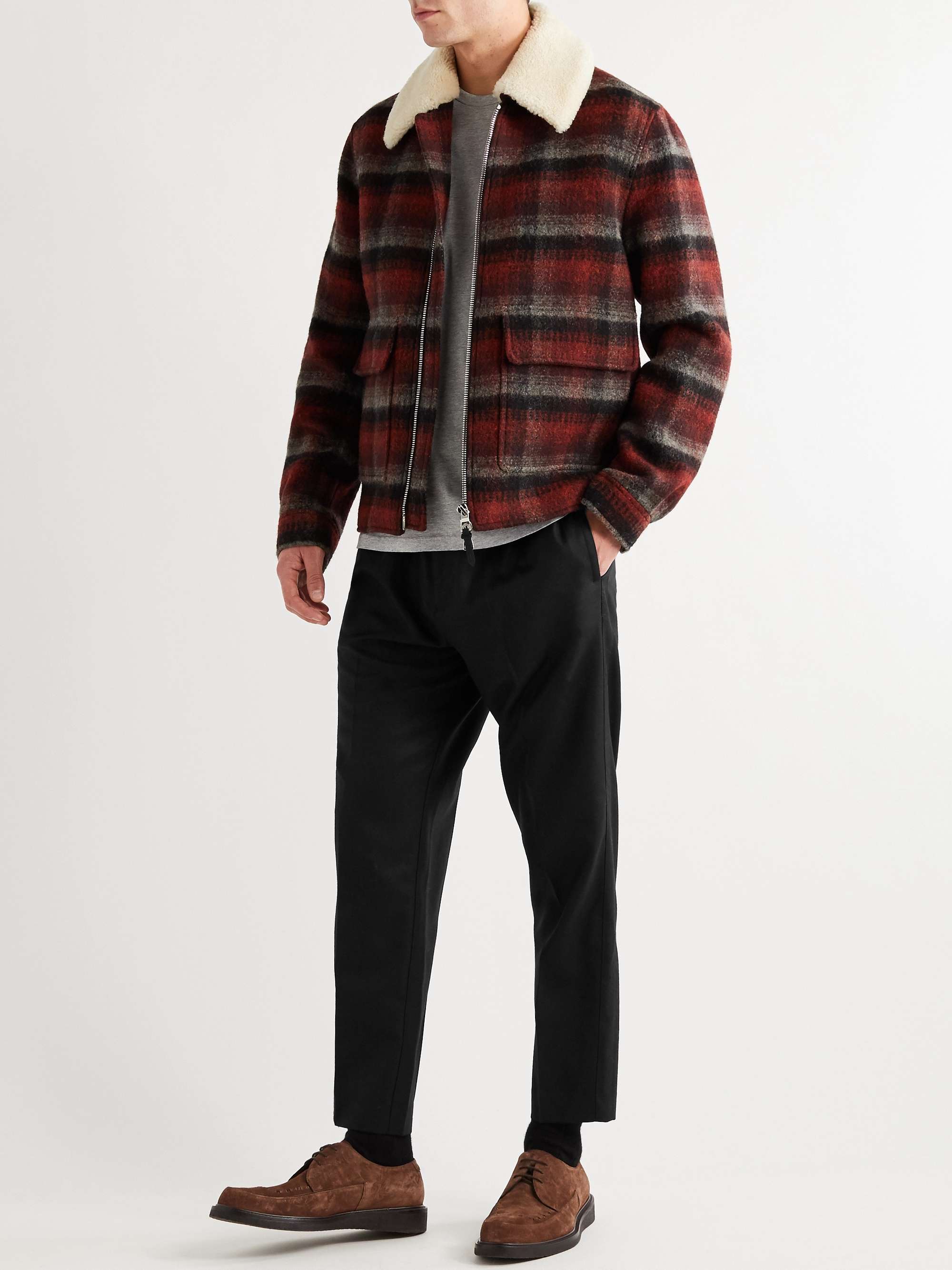 MR P. Slim-Fit Black Wool-Twill Drawstring Trousers