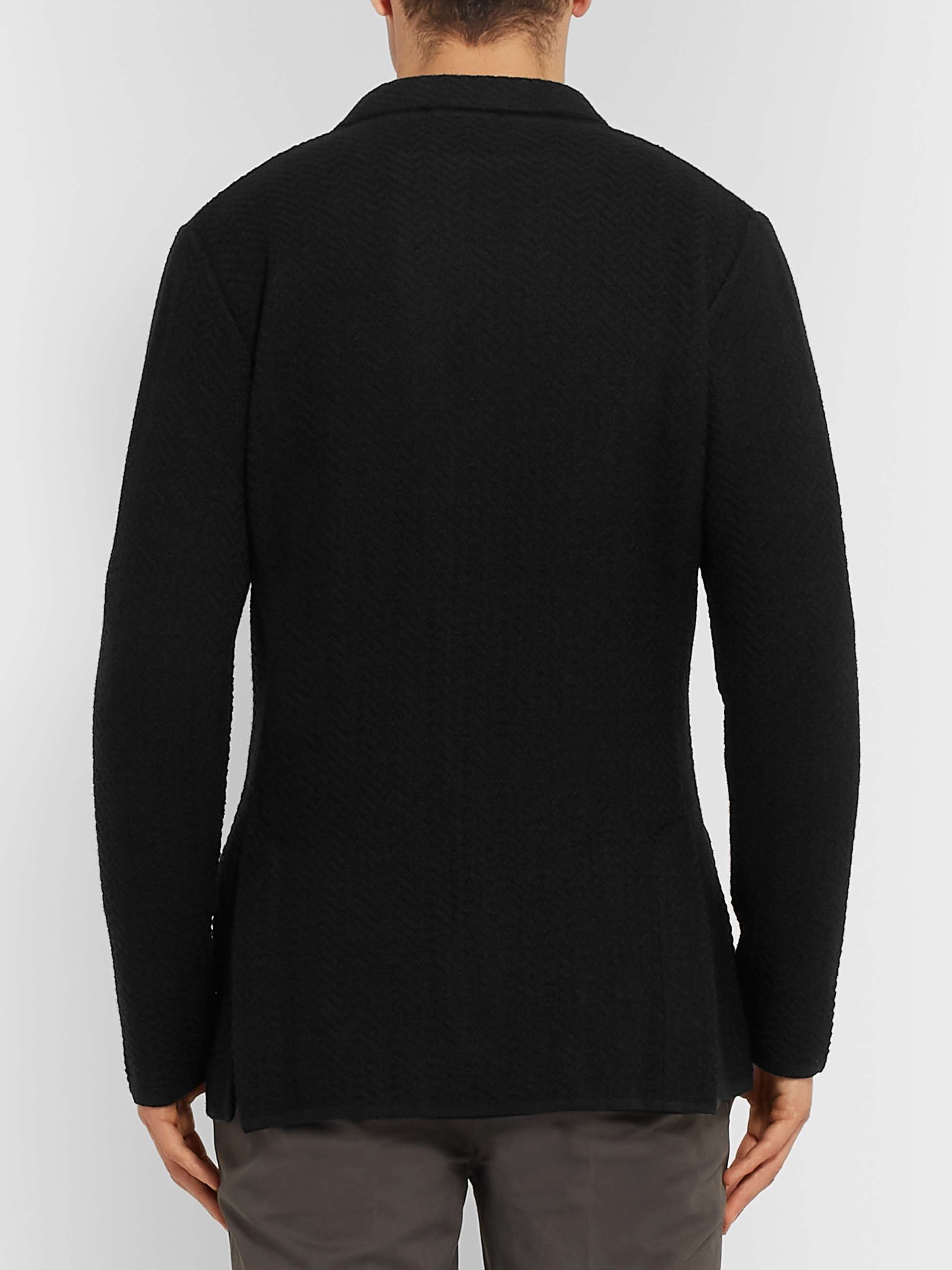 LARDINI Slim-Fit Herringbone-Knit Wool Cardigan