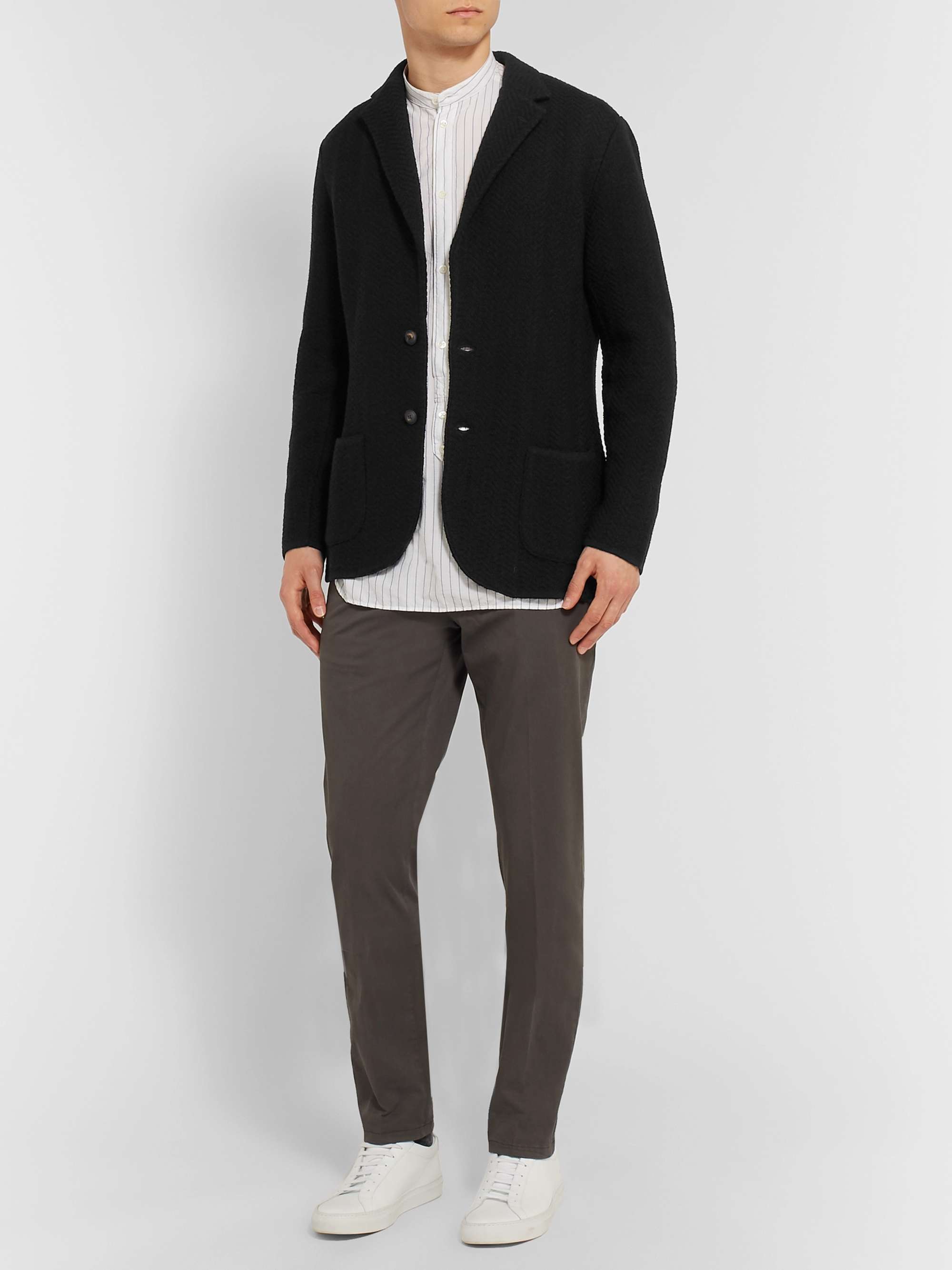 LARDINI Slim-Fit Herringbone-Knit Wool Cardigan