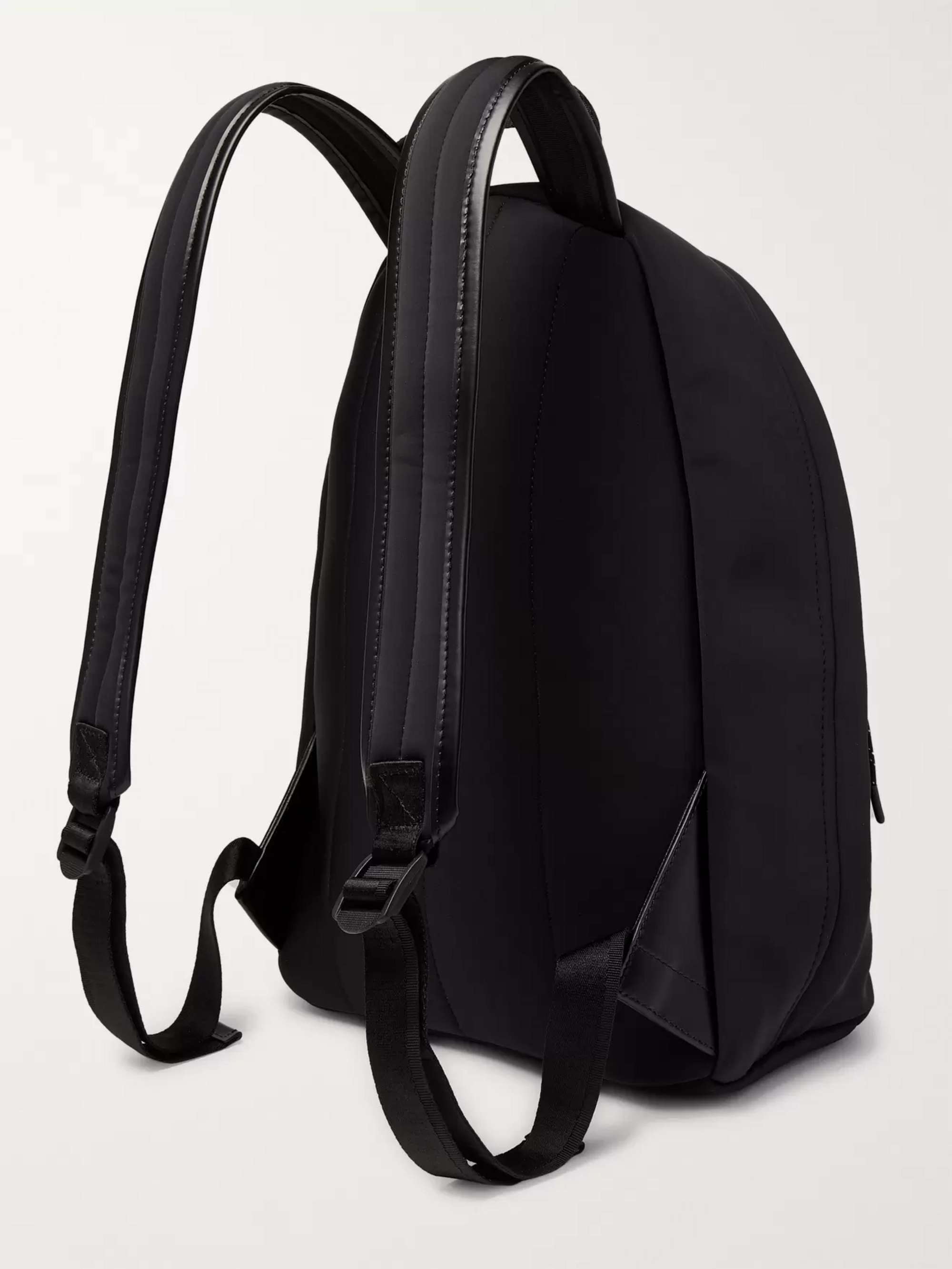 AMI PARIS Logo-Appliquéd Leather-Trimmed Neoprene Backpack