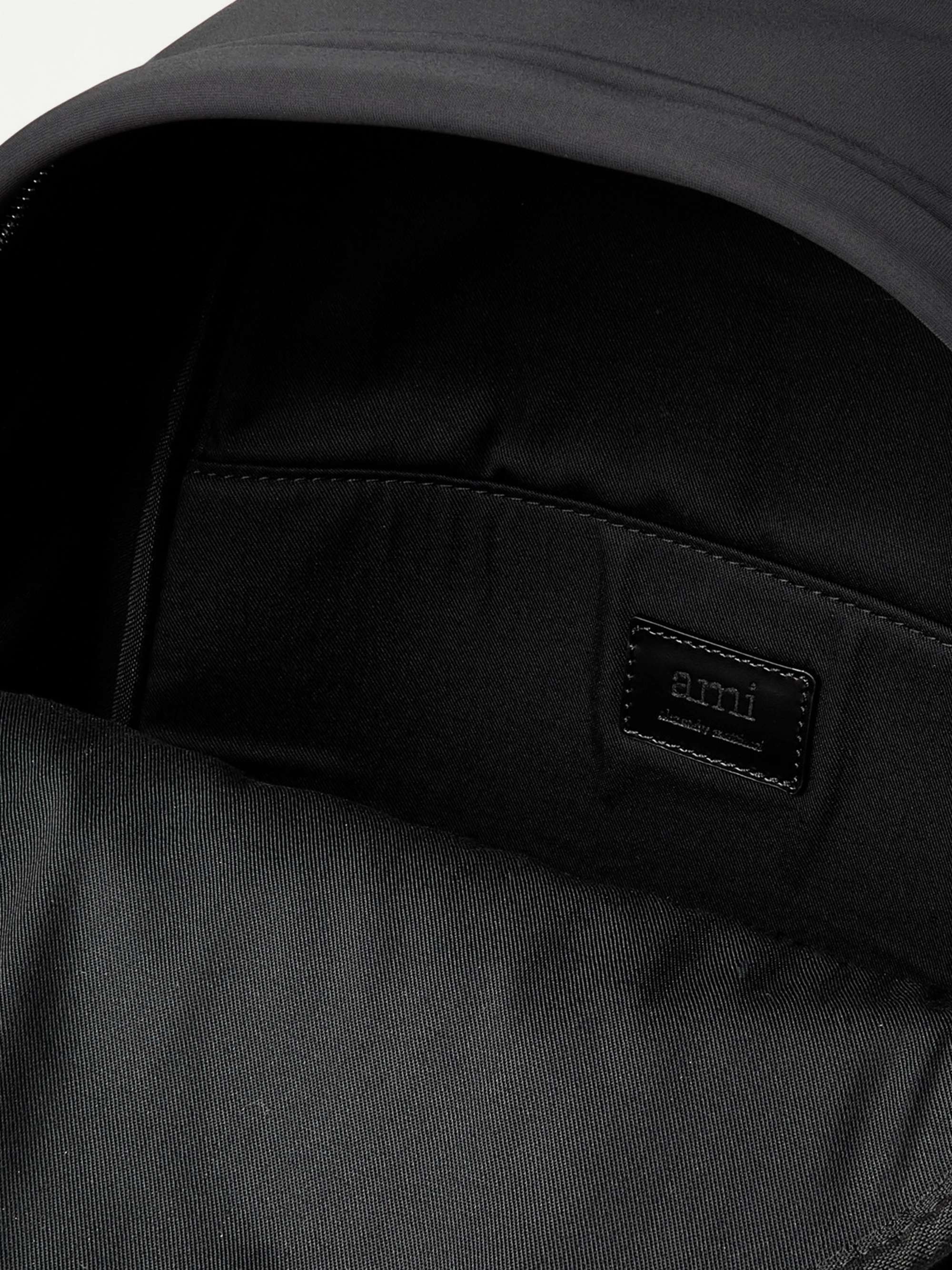 AMI PARIS Logo-Appliquéd Leather-Trimmed Neoprene Backpack