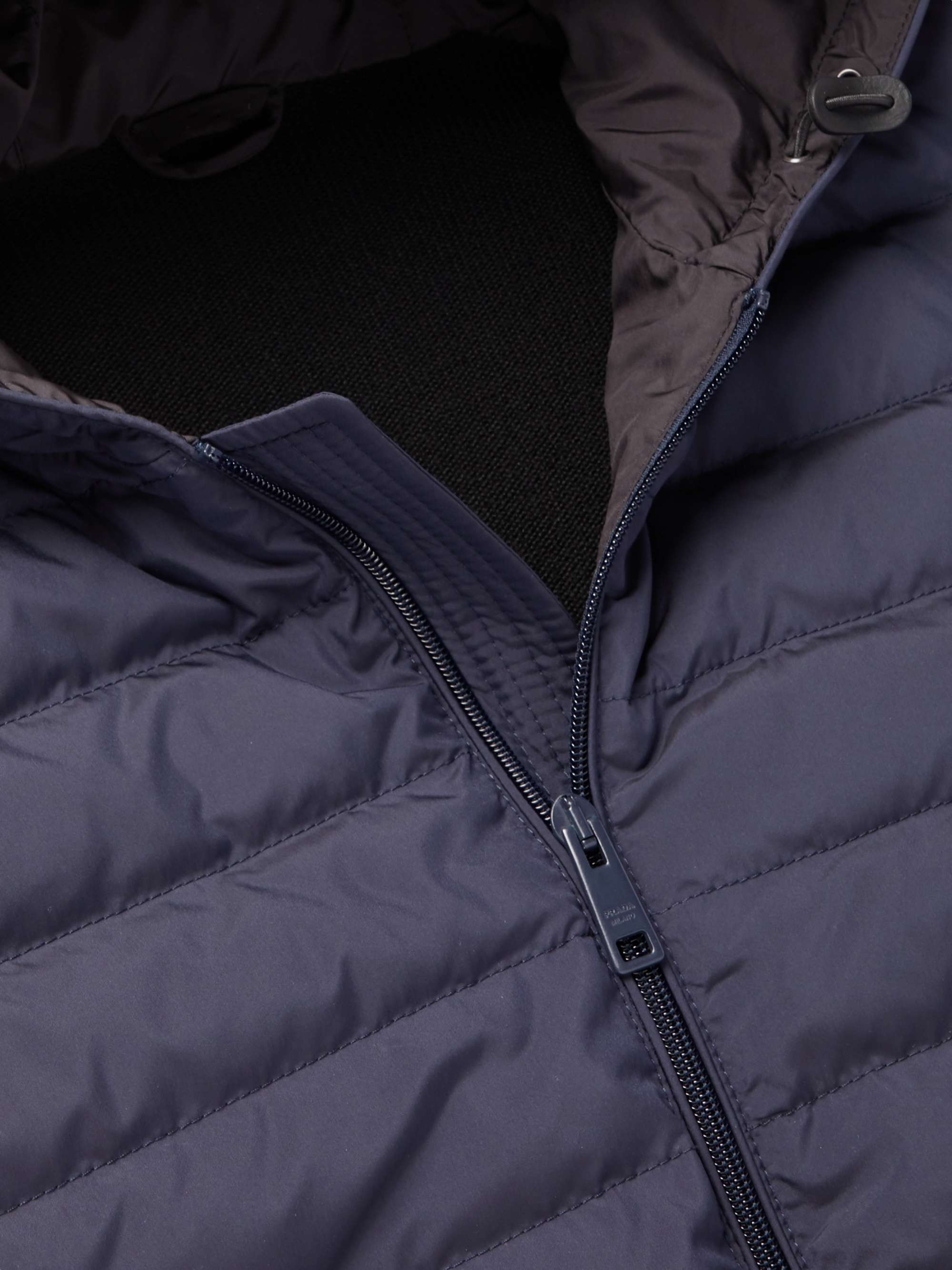 PRADA Quilted Shell and Virgin Wool Hooded Down Jacket