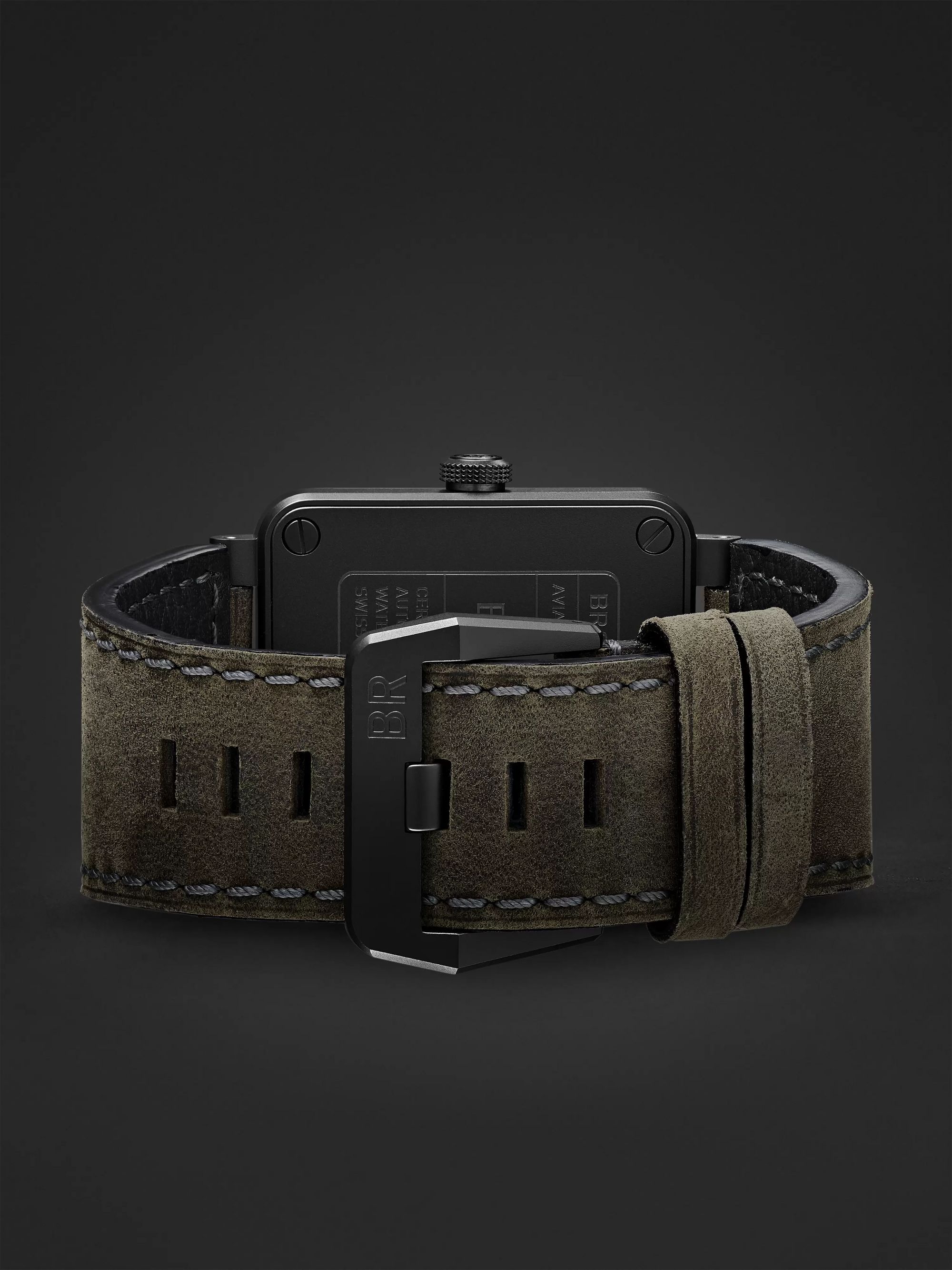 BELL & ROSS BR 03-92 Nightlum Automatic 42mm Ceramic and Leather Watch, Ref. No. BR0392-BL3-CE/SCA