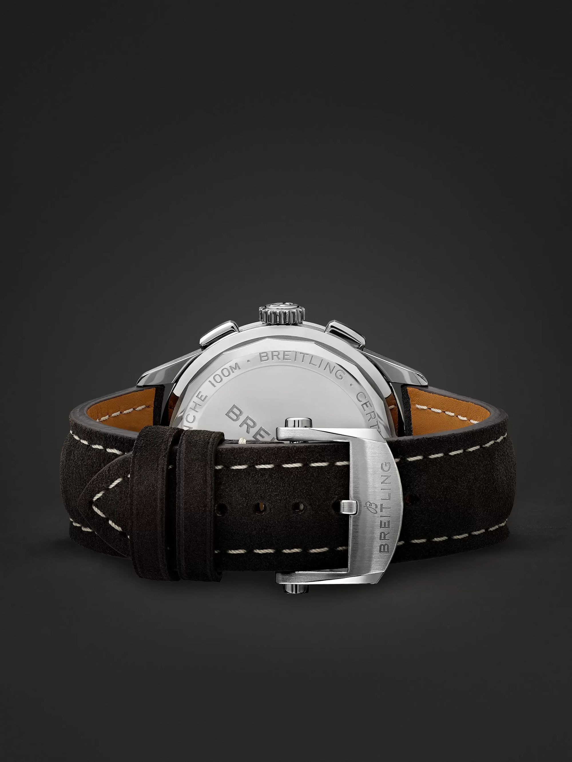 BREITLING Premier Automatic Chronograph 42mm Stainless Steel and Nubuck Watch, Ref. No. A13315351B1X1