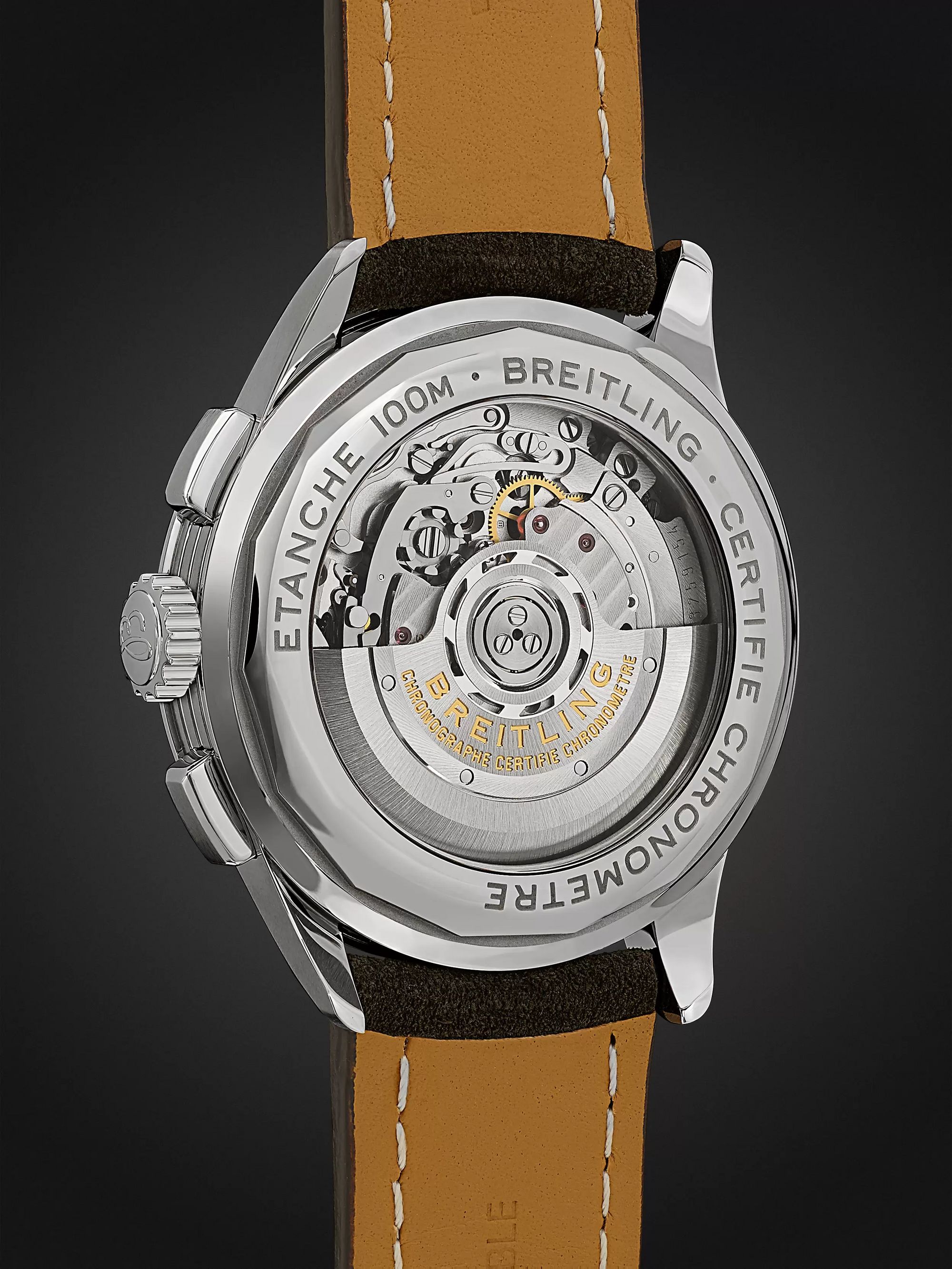 BREITLING Premier B01 Automatic Chronograph 42mm Stainless Steel and Nubuck Watch, Ref. No. AB0118221G1X1