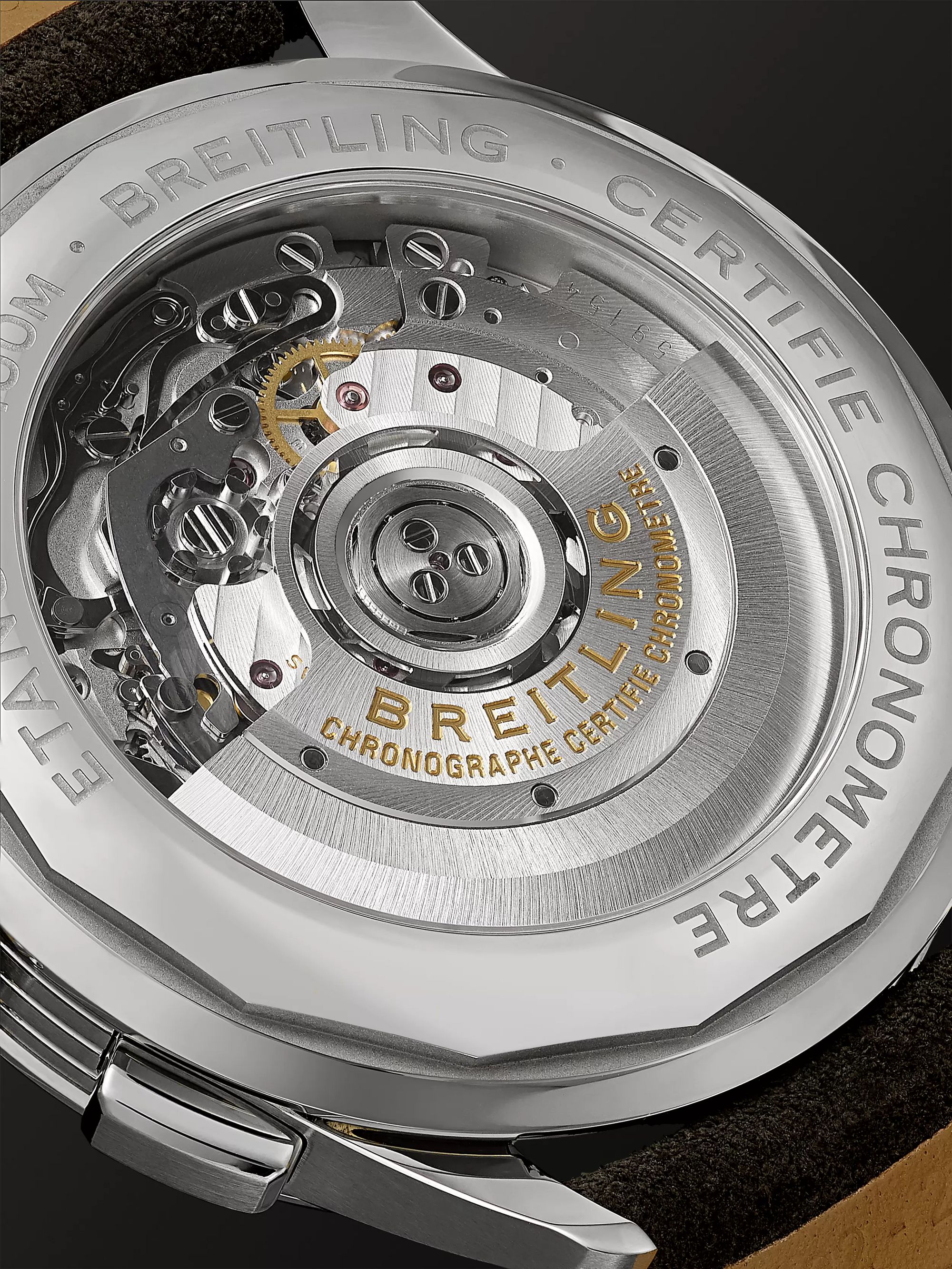 BREITLING Premier B01 Automatic Chronograph 42mm Stainless Steel and Nubuck Watch, Ref. No. AB0118221G1X1