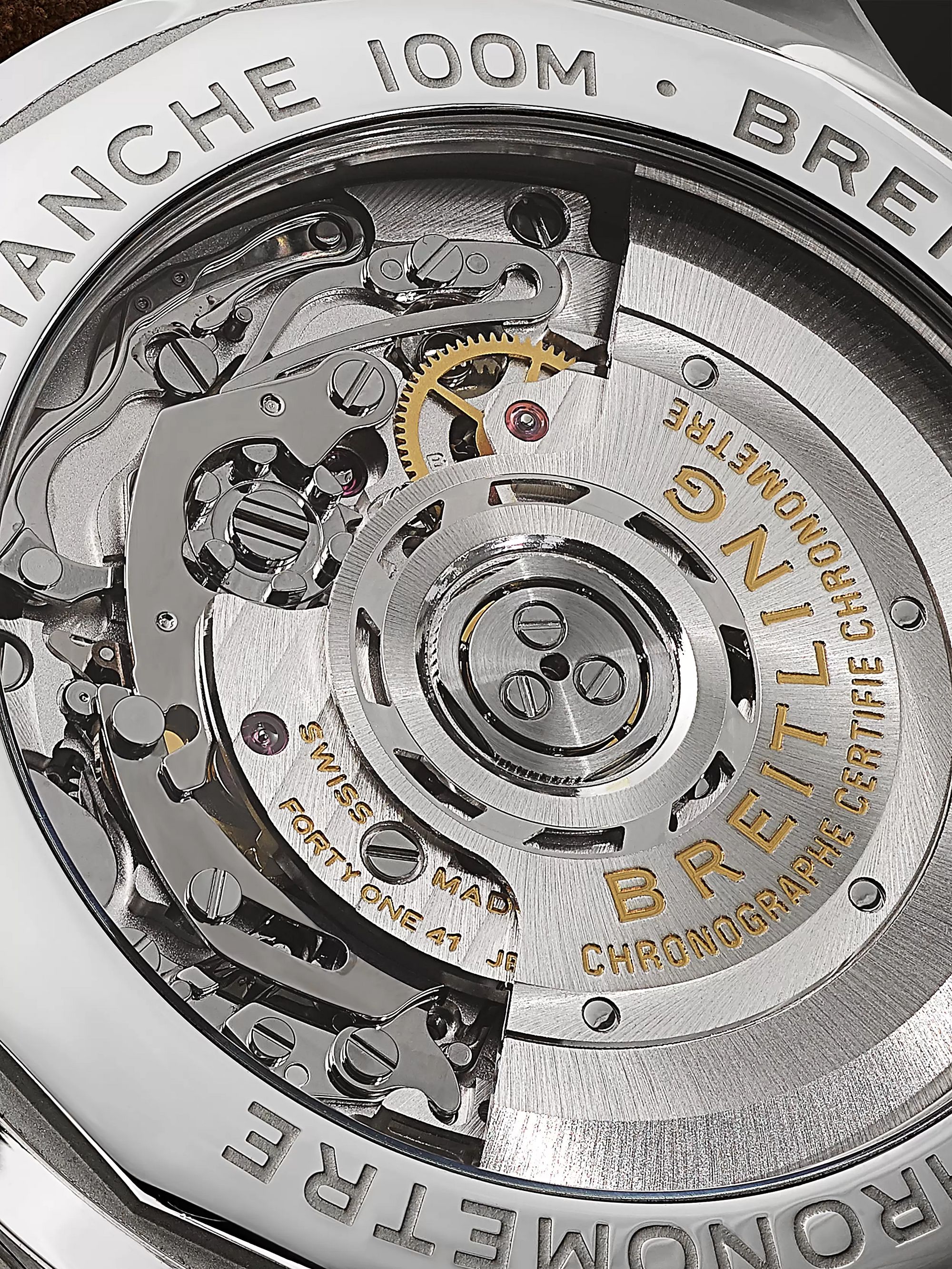 BREITLING Premier B01 Automatic Chronograph 42mm Stainless Steel and Nubuck Watch, Ref. No. AB0118221G1X1