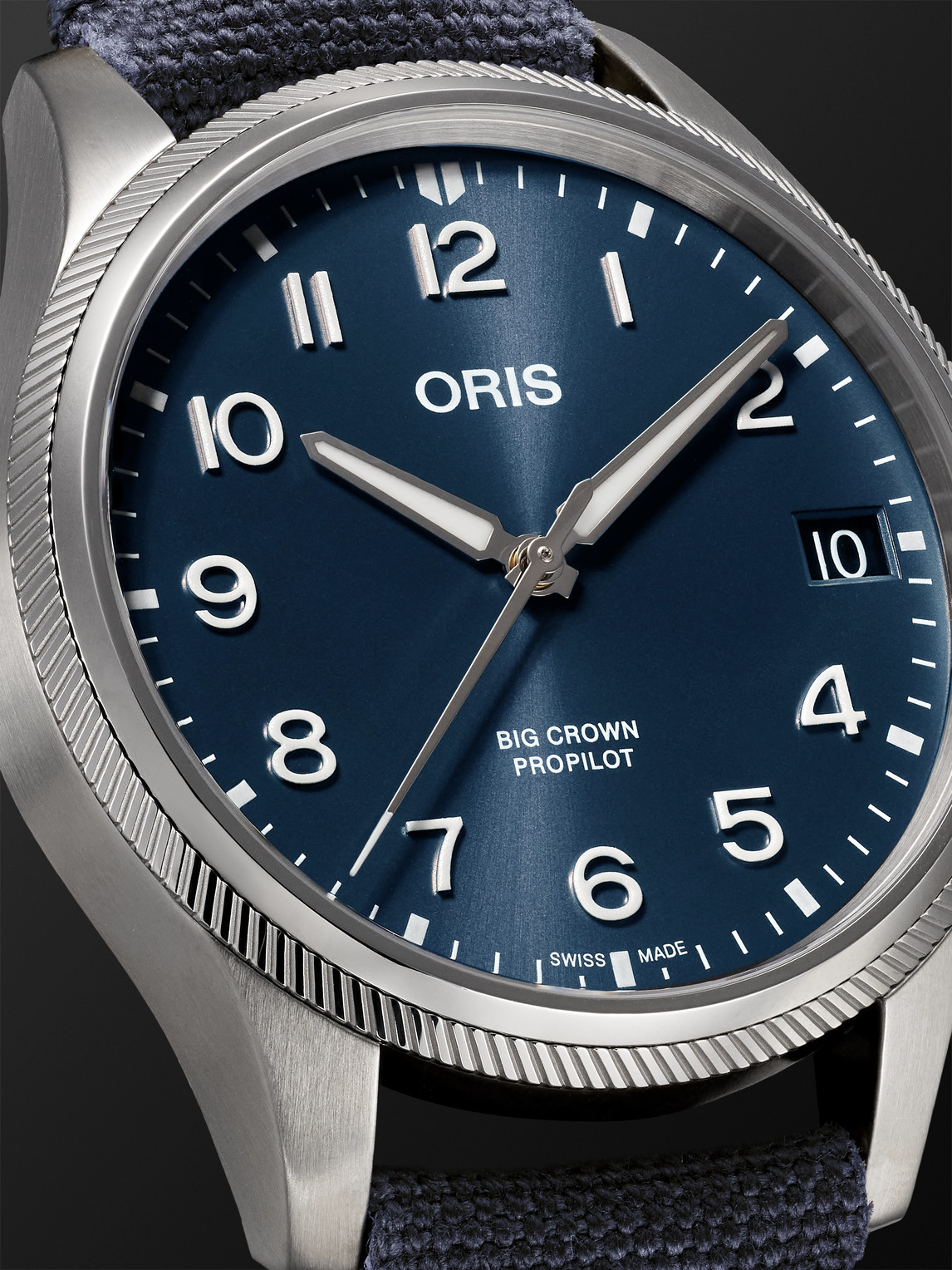 Shop Oris Big Crown Propilot Big Date Automatic 41mm Stainless Steel And Canvas Watch, Ref. No. 01 751 7761 40 In Black