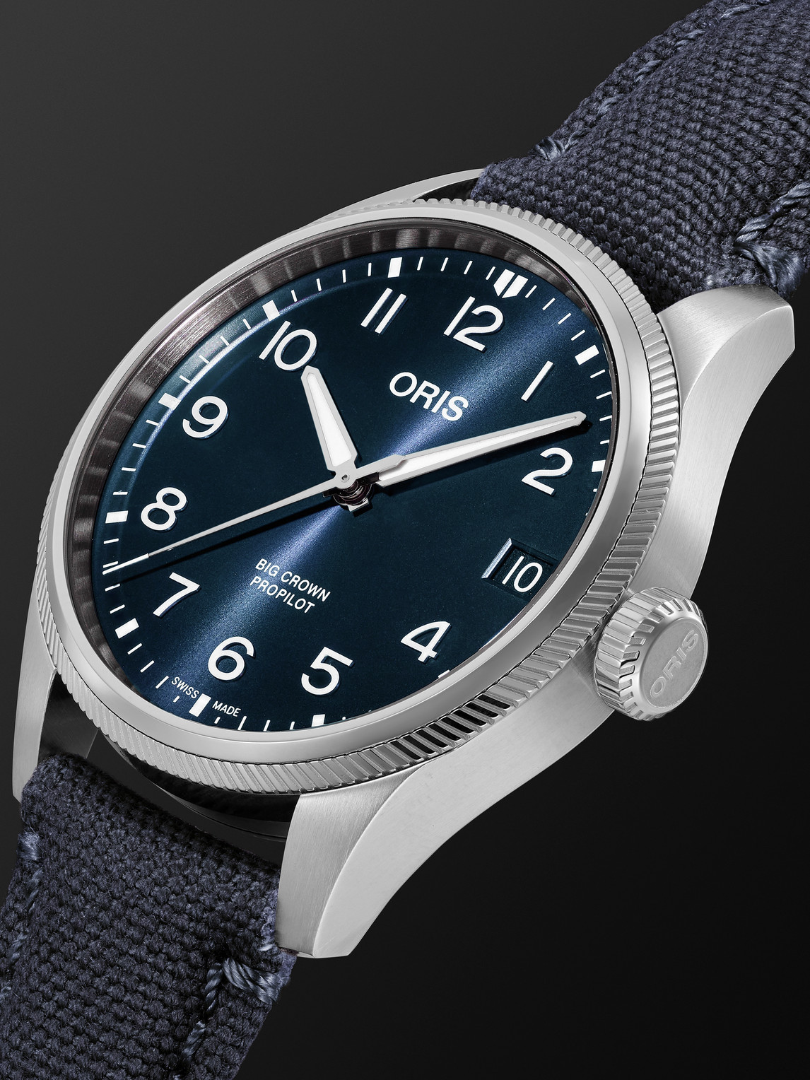 Shop Oris Big Crown Propilot Big Date Automatic 41mm Stainless Steel And Canvas Watch, Ref. No. 01 751 7761 40 In Black