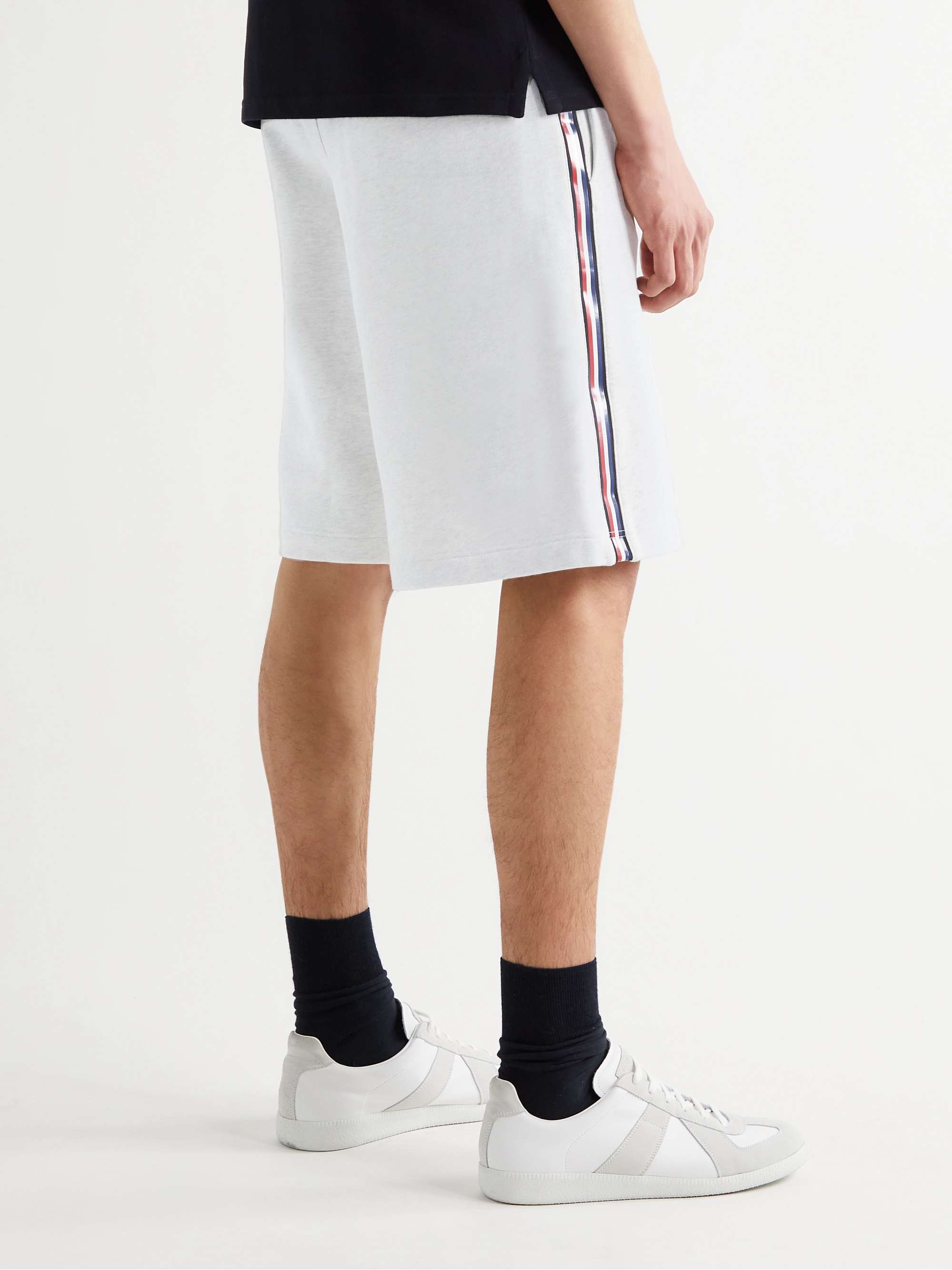 MONCLER Printed Mélange Loopback Cotton-Jersey Drawstring Shorts