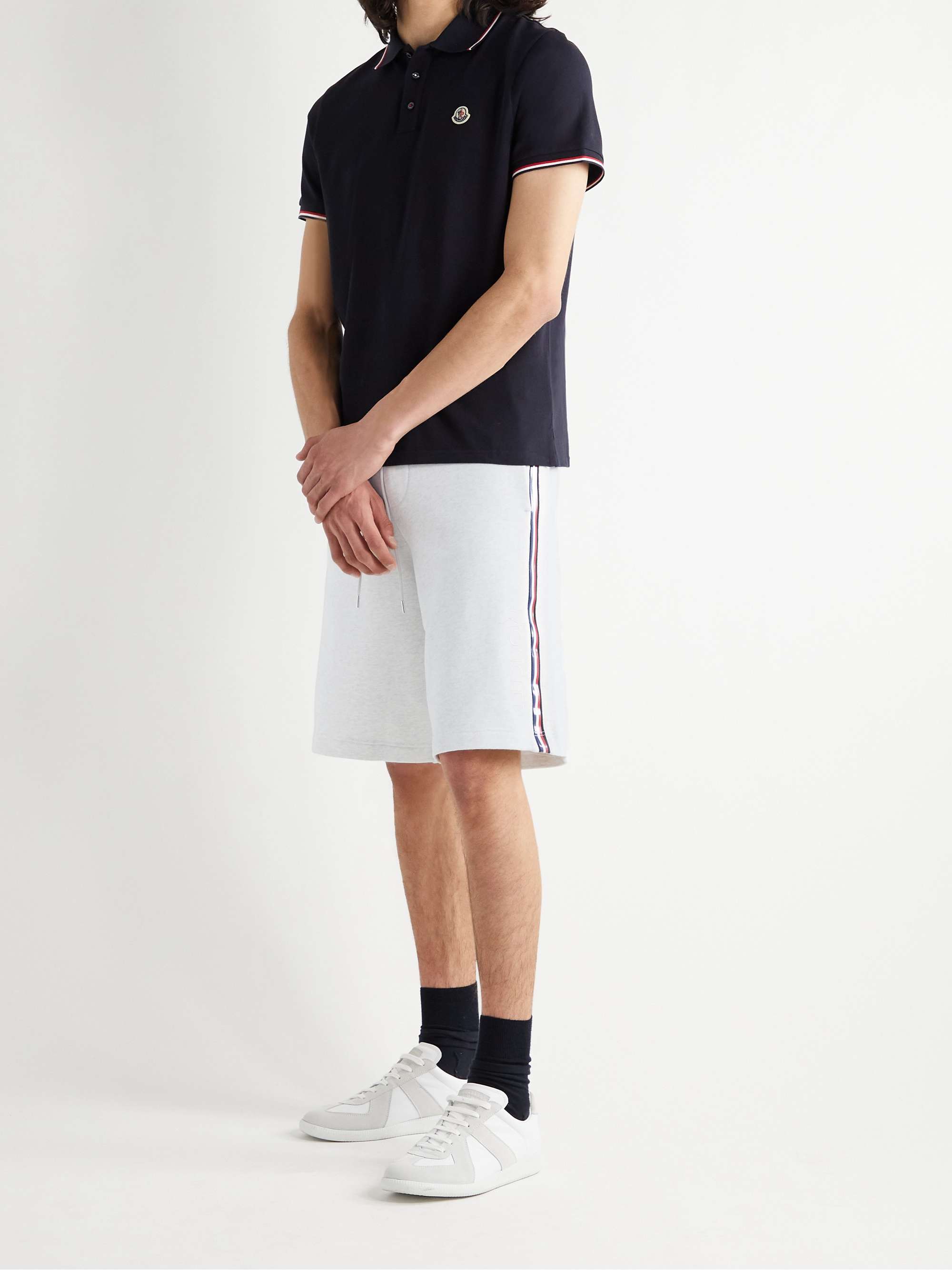 MONCLER Printed Mélange Loopback Cotton-Jersey Drawstring Shorts