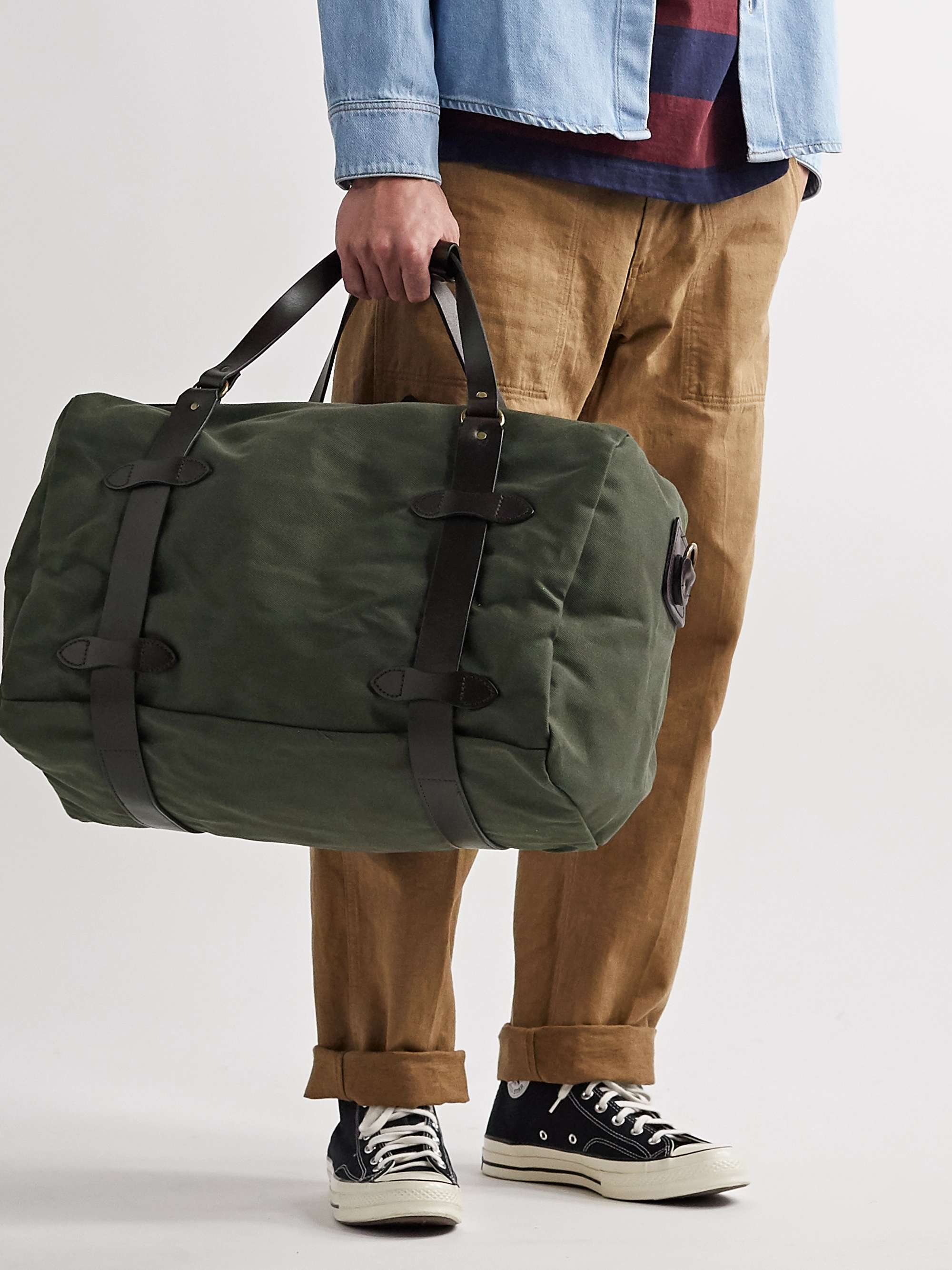 FILSON Leather-Trimmed Twill Duffle Bag