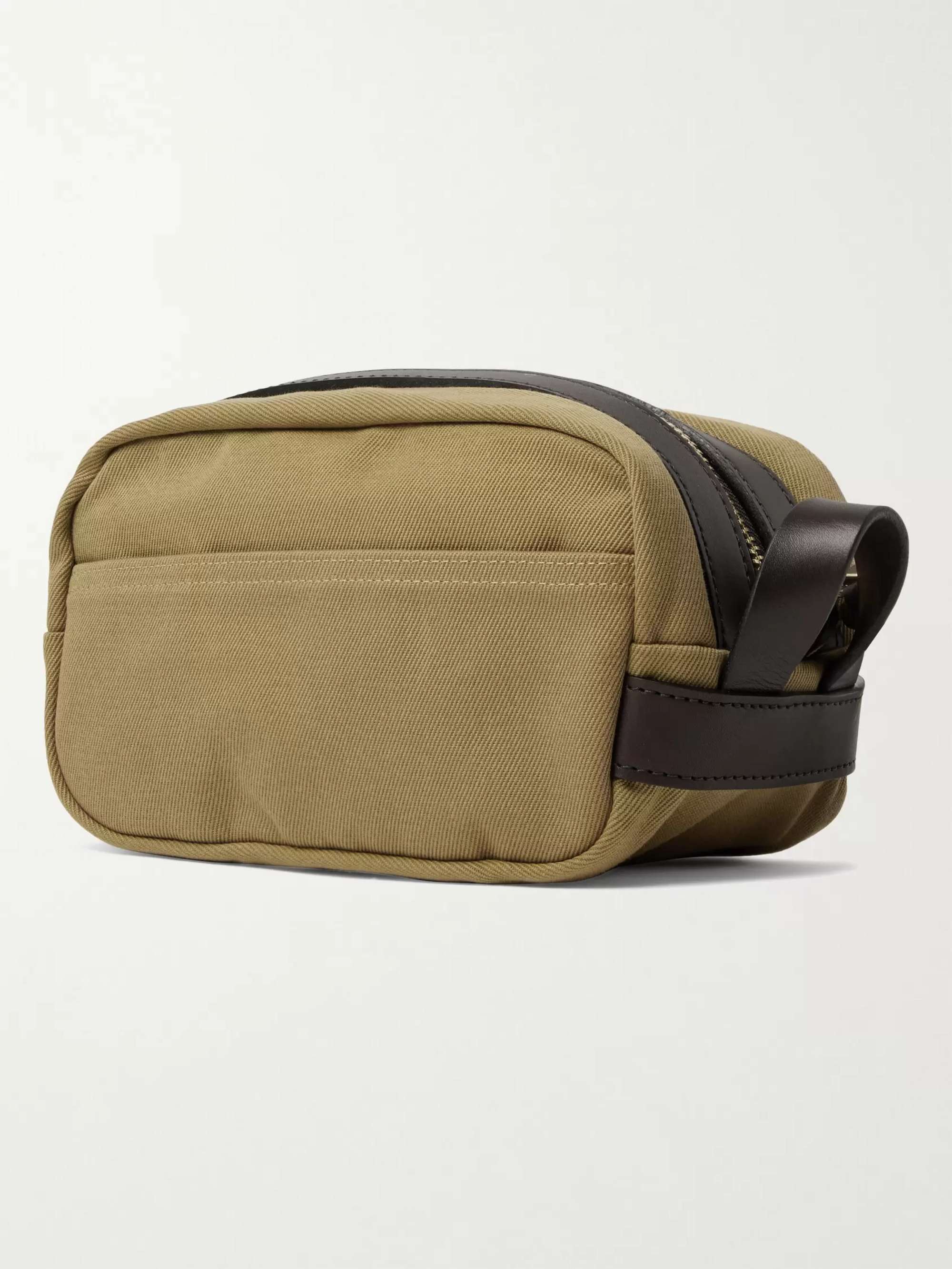 FILSON Leather-Trimmed Cotton-Canvas Wash Bag
