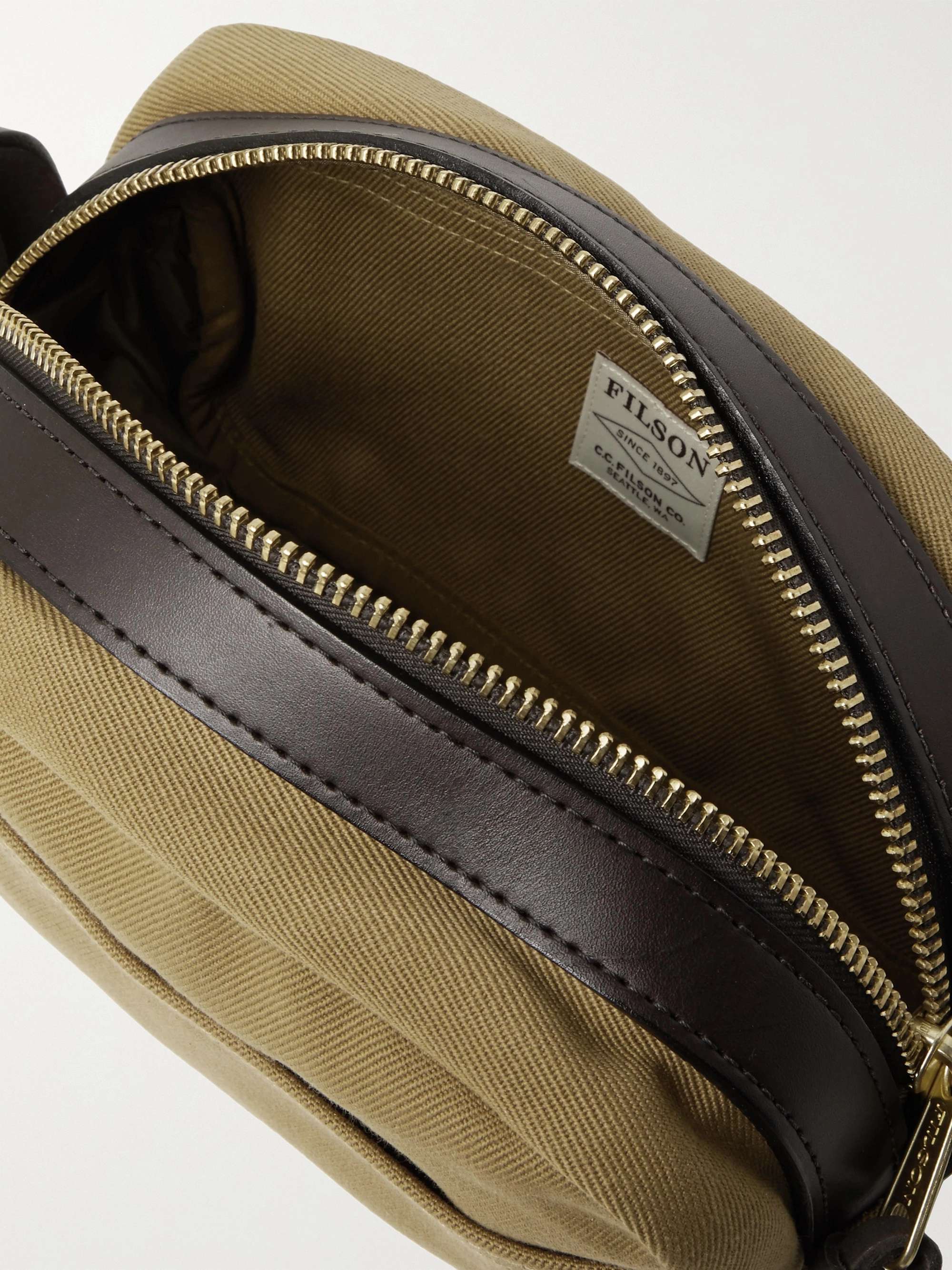 FILSON Leather-Trimmed Cotton-Canvas Wash Bag