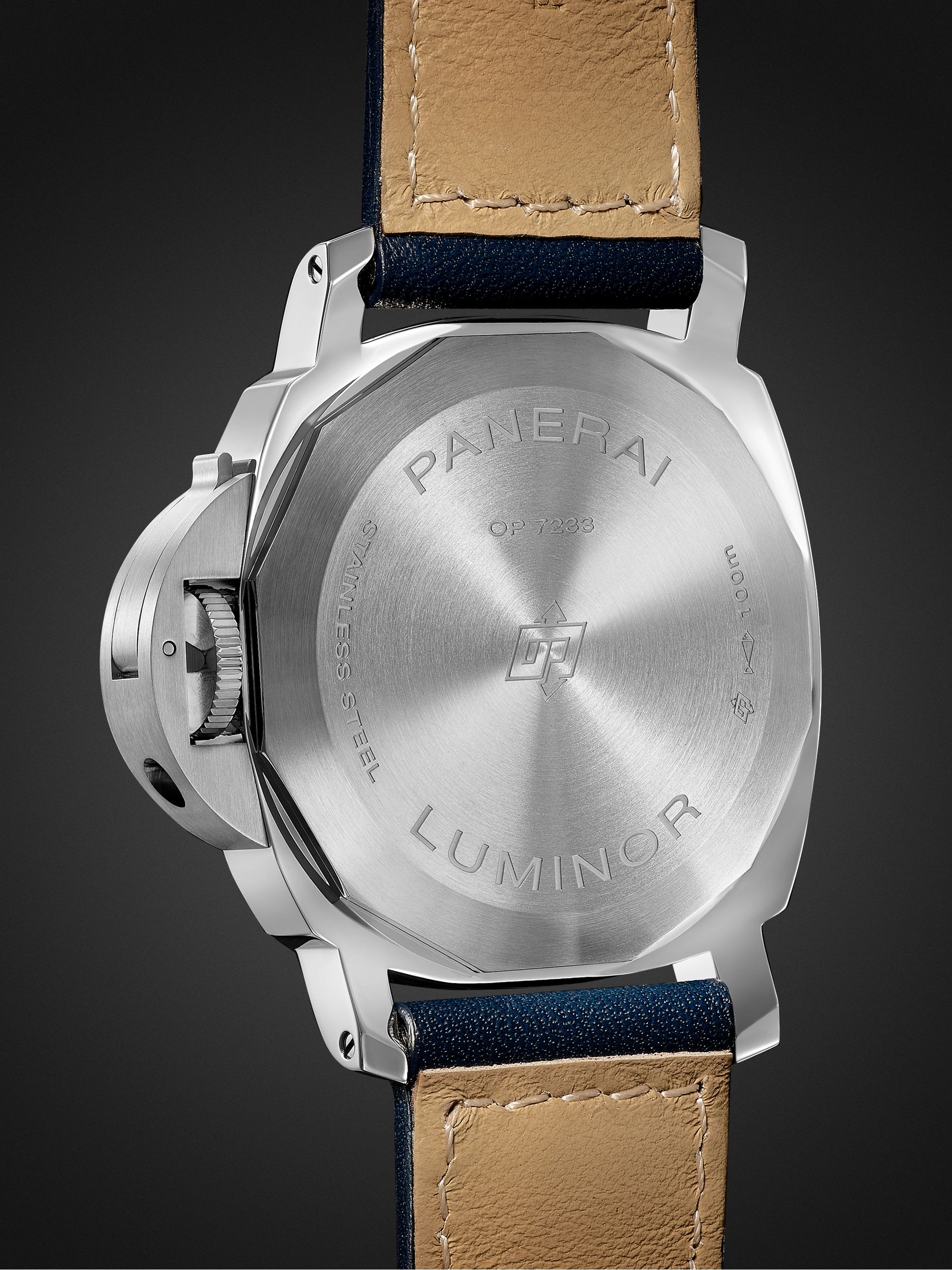 PANERAI Luminor Blu Mare Hand-Wound 44mm Stainless Steel and Leather Watch, Ref. No. PAM1085