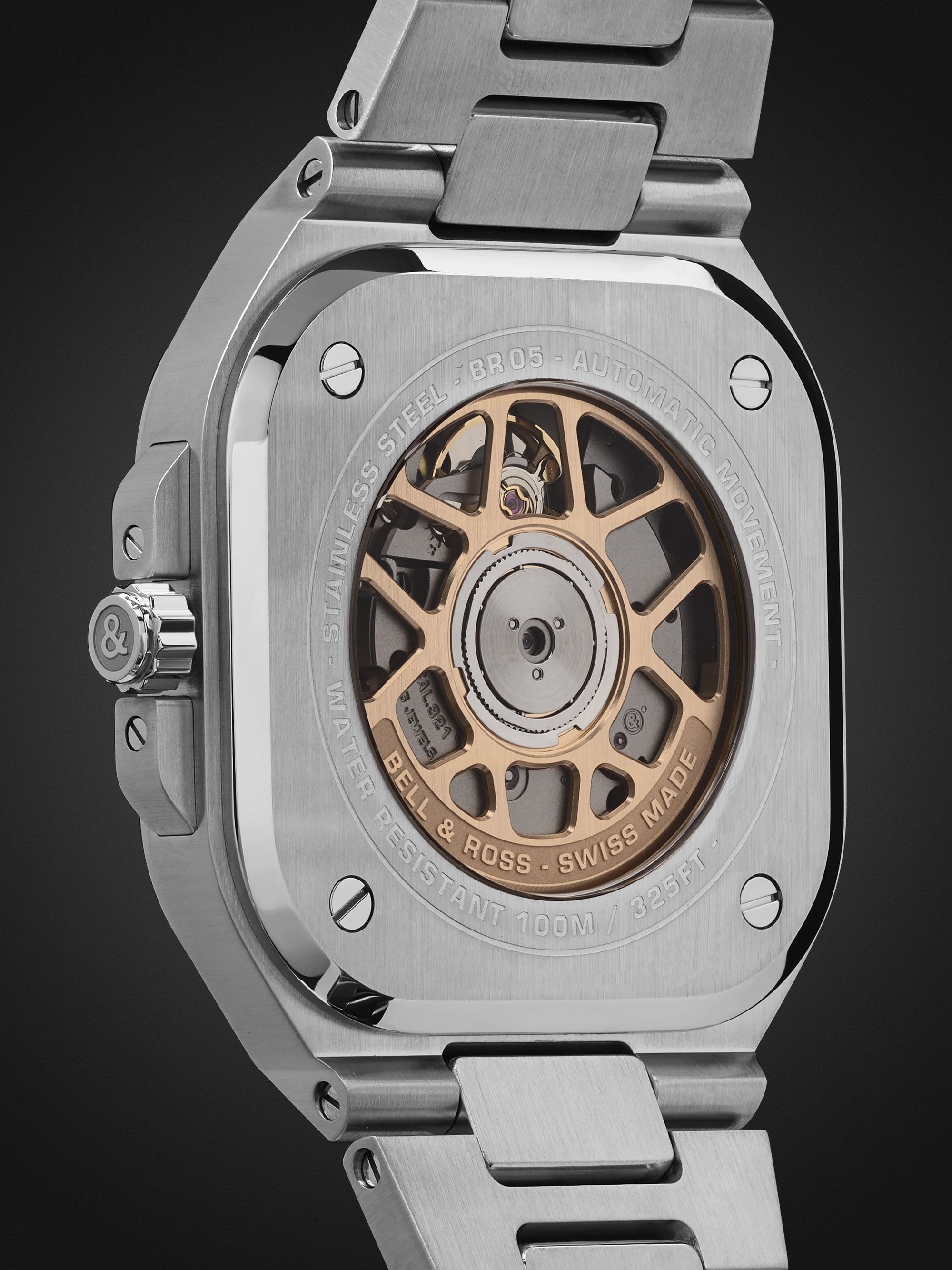 BELL & ROSS BR 05 Black Steel and Gold Automatic 40mm 18-Karat Rose Gold and Steel Watch, Ref. No. BR05A-BL-STPG/SSG