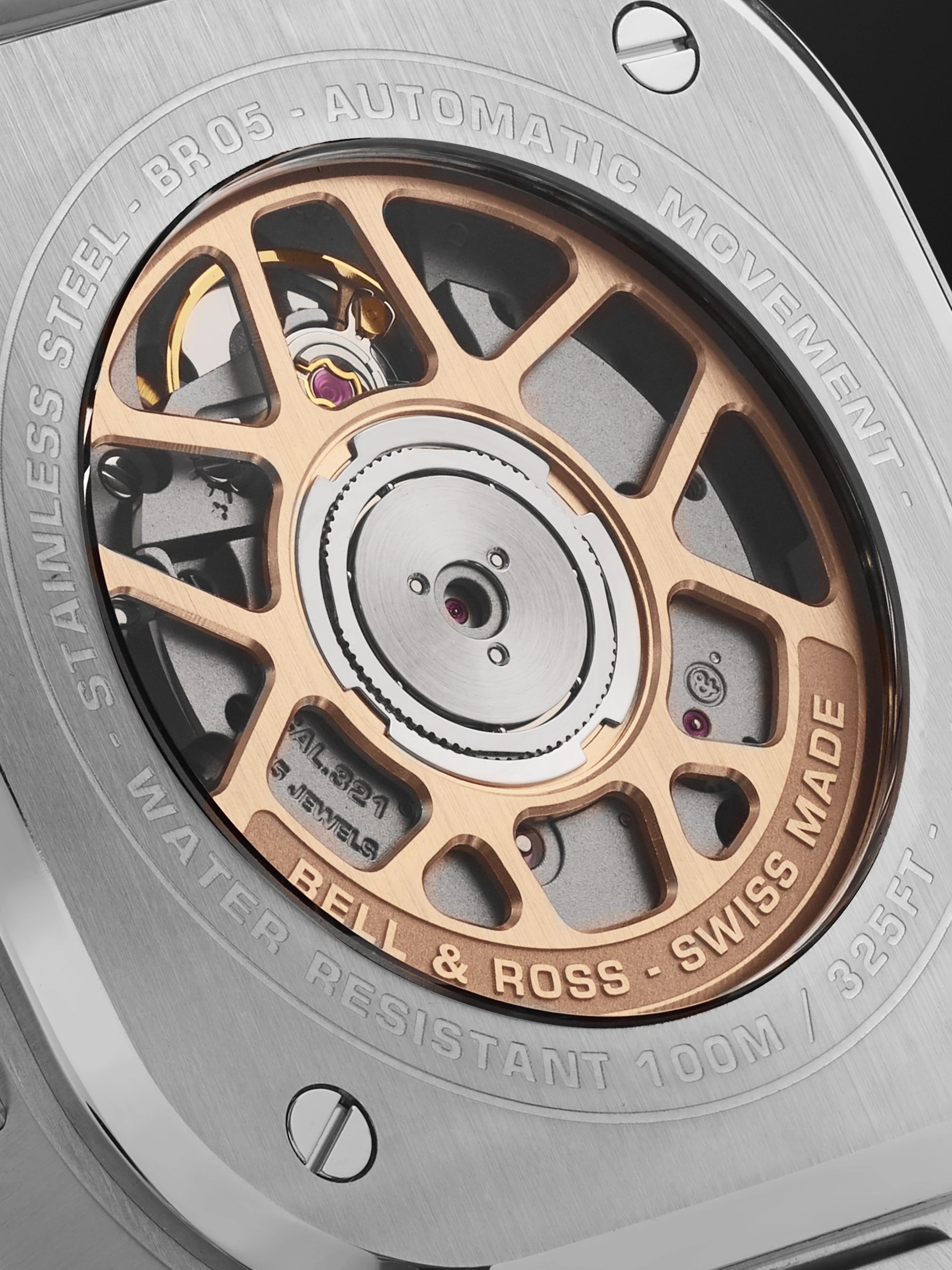 BELL & ROSS BR 05 Black Steel and Gold Automatic 40mm 18-Karat Rose Gold and Steel Watch, Ref. No. BR05A-BL-STPG/SSG