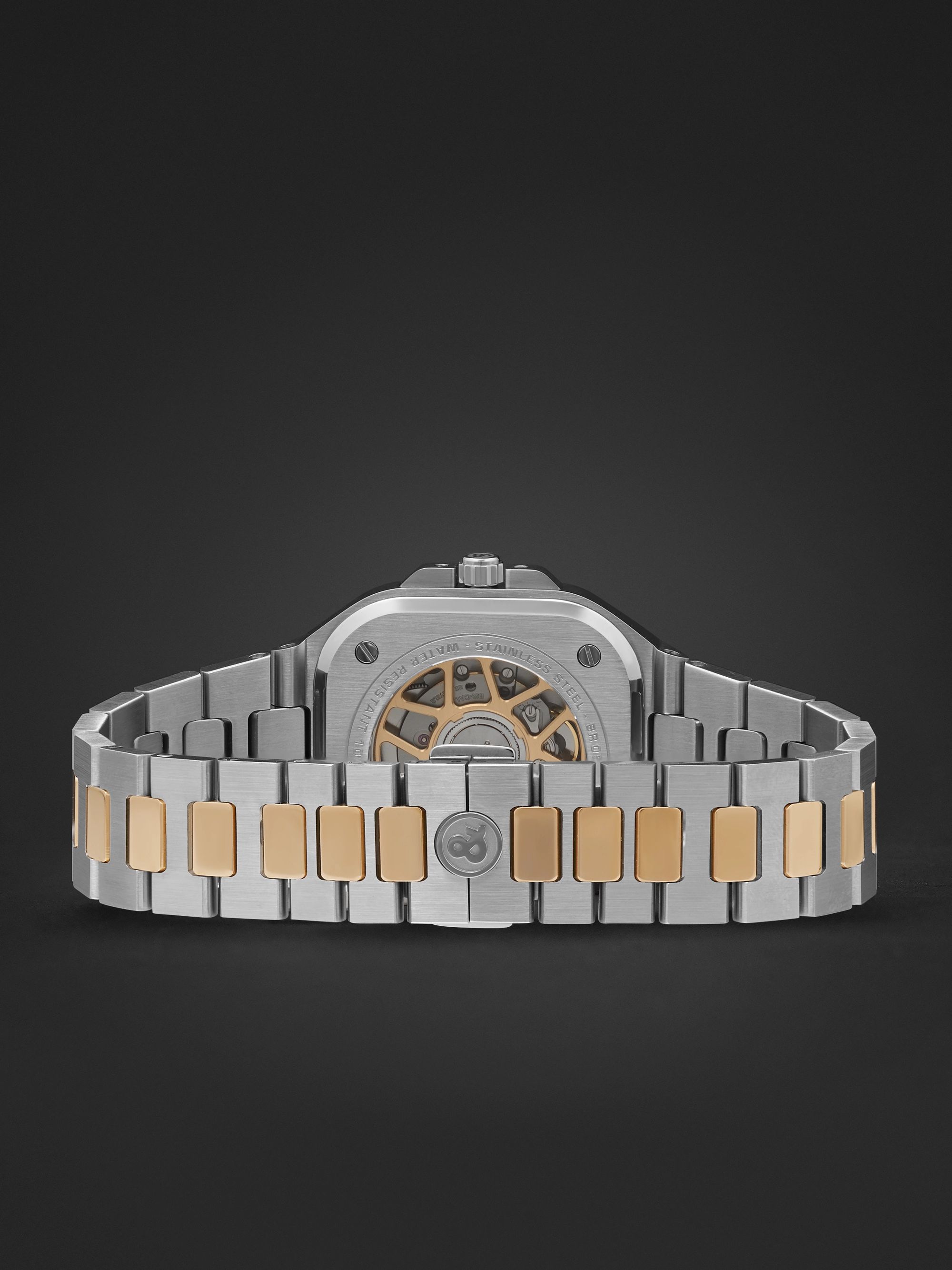 BELL & ROSS BR 05 Black Steel and Gold Automatic 40mm 18-Karat Rose Gold and Steel Watch, Ref. No. BR05A-BL-STPG/SSG