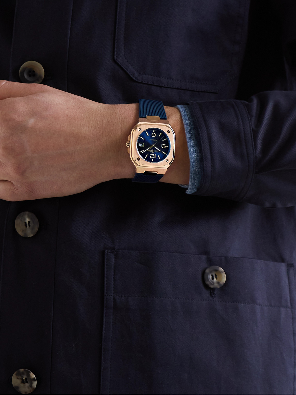 BR 05 Blue Gold Automatic 18-Karat Rose Gold Watch, Ref. BR05A-BLU-PG/SRB — 2