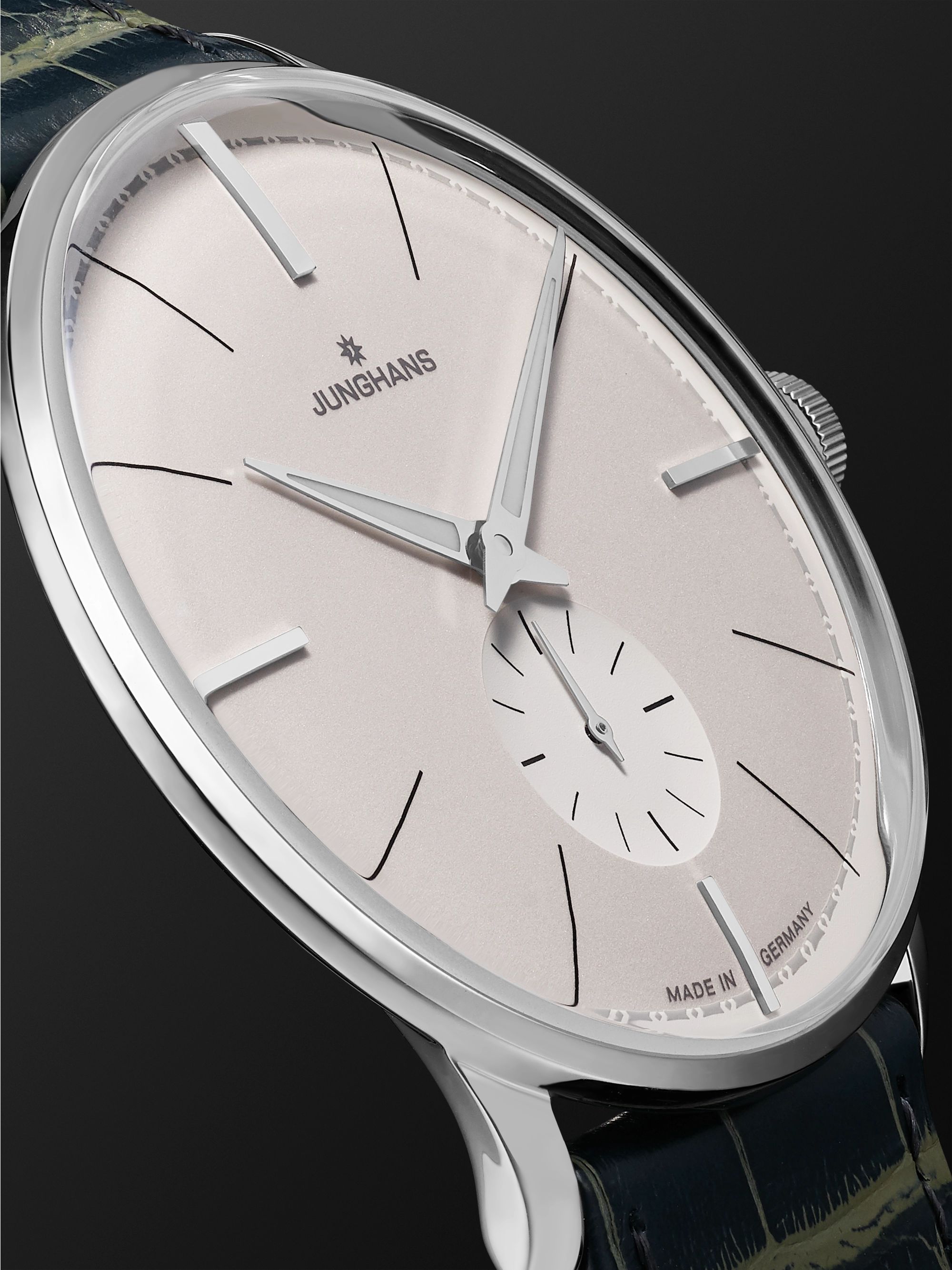 JUNGHANS Meister Classic Terrassenbau Limited Edition Hand-Wound 37.7mm Stainless Steel and Alligator Watch, Ref. No. 027/3000.02