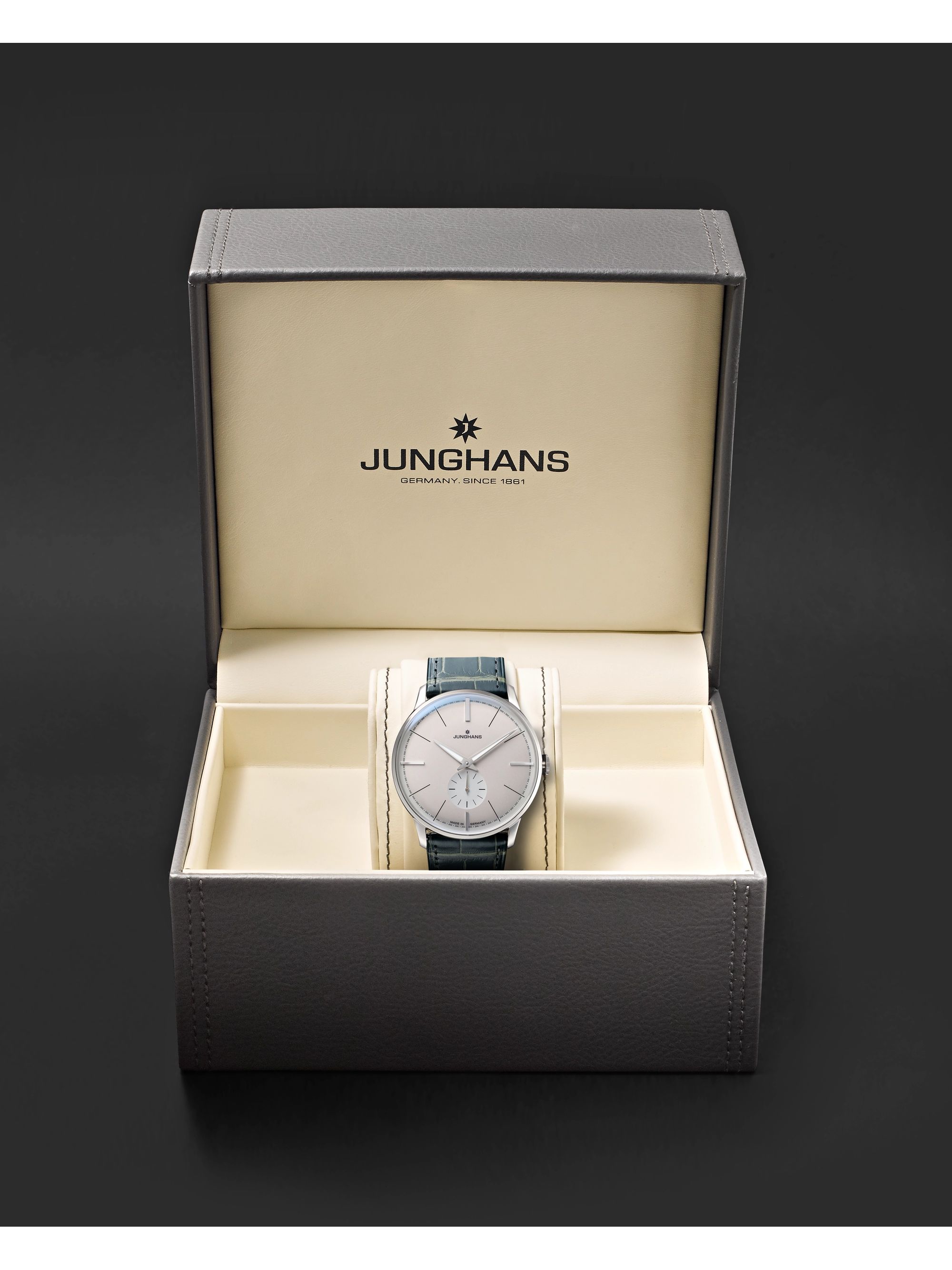 JUNGHANS Meister Classic Terrassenbau Limited Edition Hand-Wound 37.7mm Stainless Steel and Alligator Watch, Ref. No. 027/3000.02