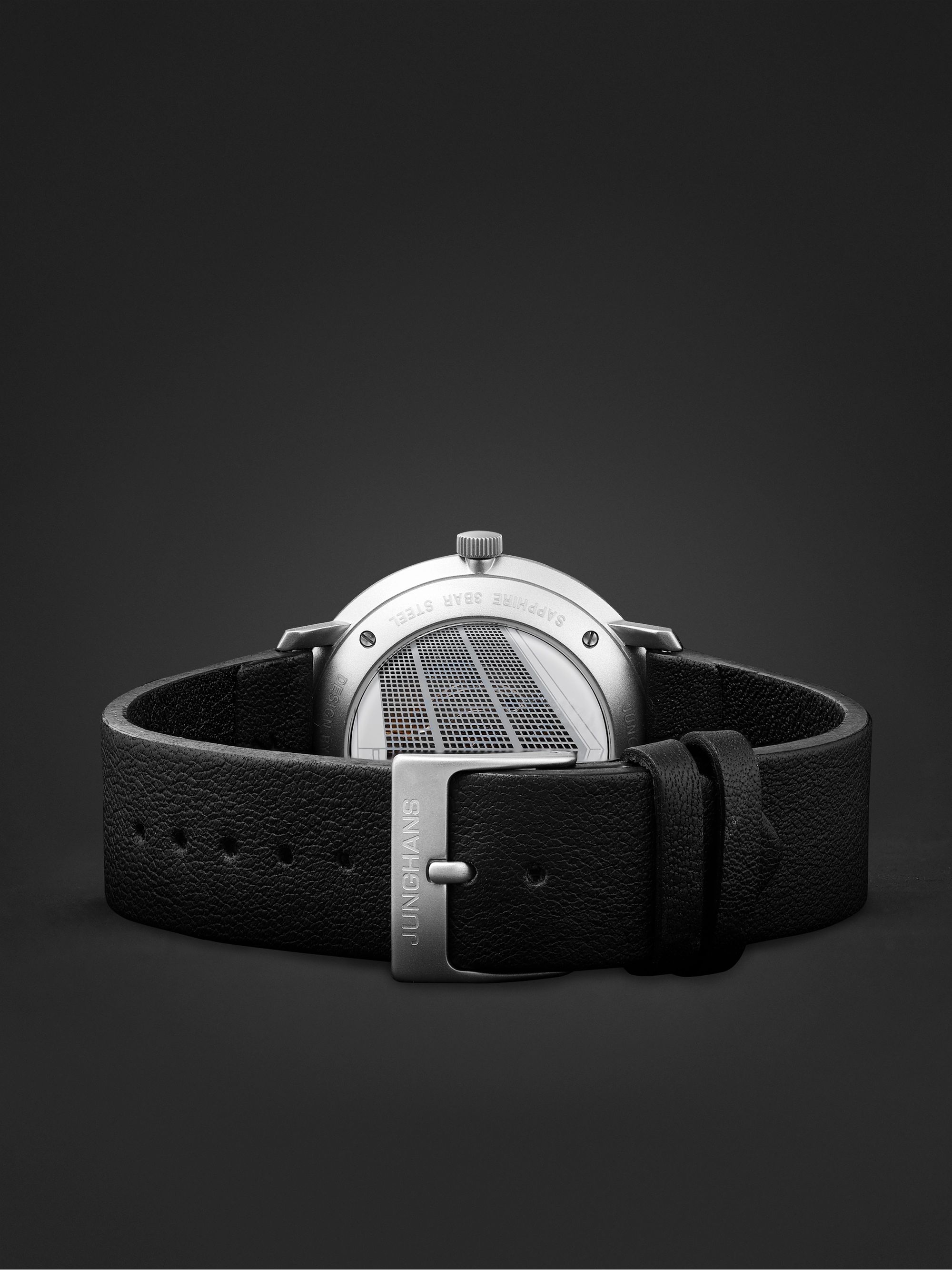JUNGHANS Max Bill Bauhaus Automatic 38mm Stainless Steel and Textured-Leather Watch, Ref. No. 027/4009.02