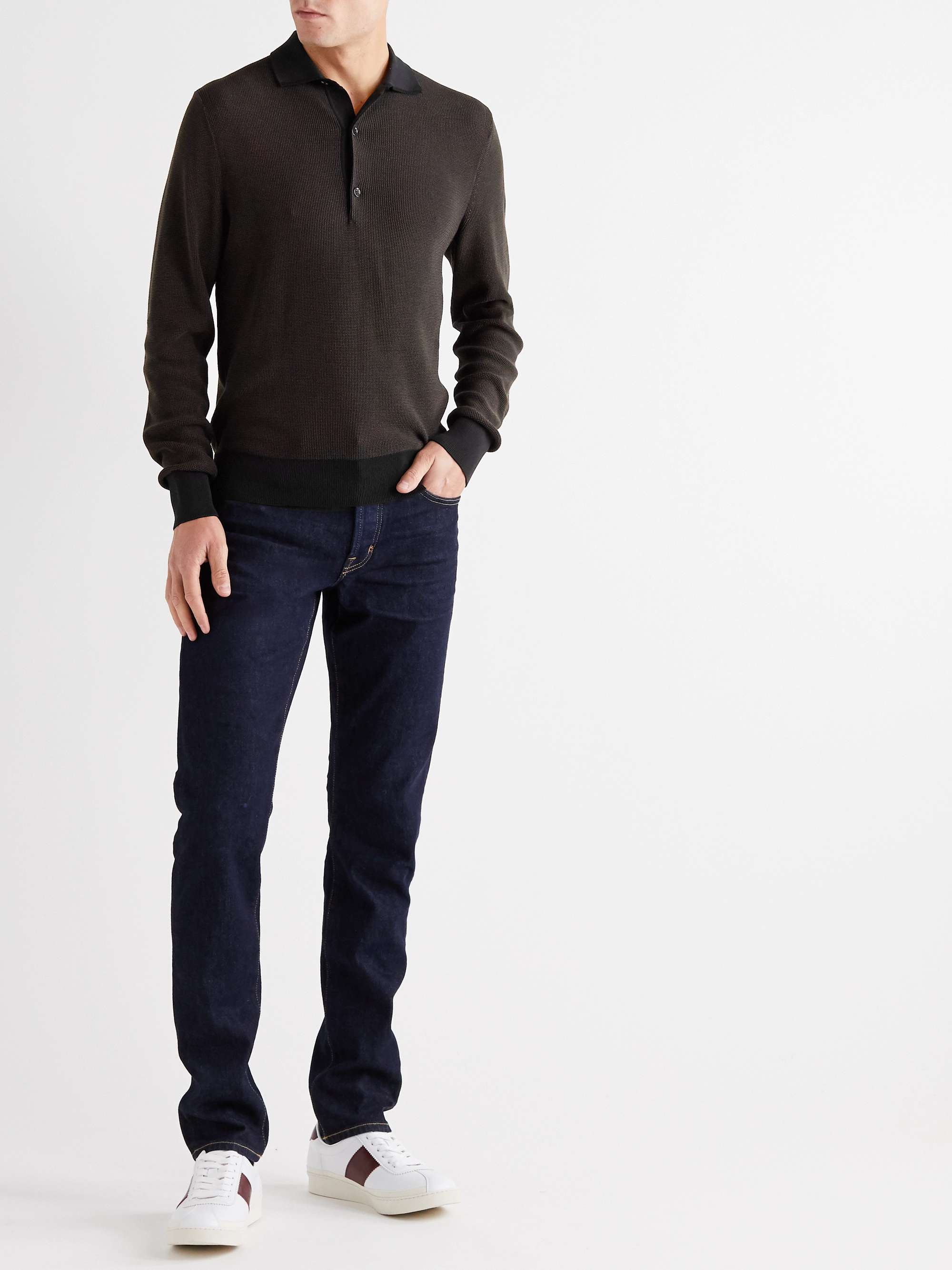 TOM FORD Slim-Fit Cotton and Silk-Blend Polo Shirt