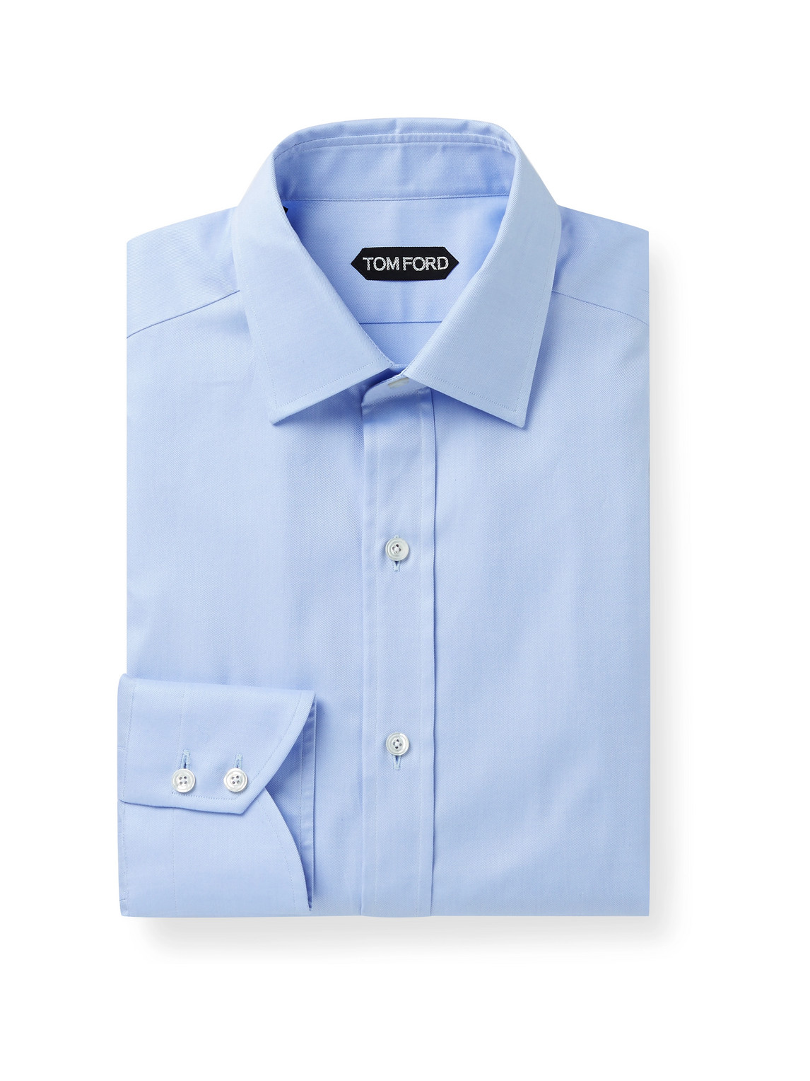 Tom Ford Spread-collar Slim-fit Cotton-poplin Shirt In Blue