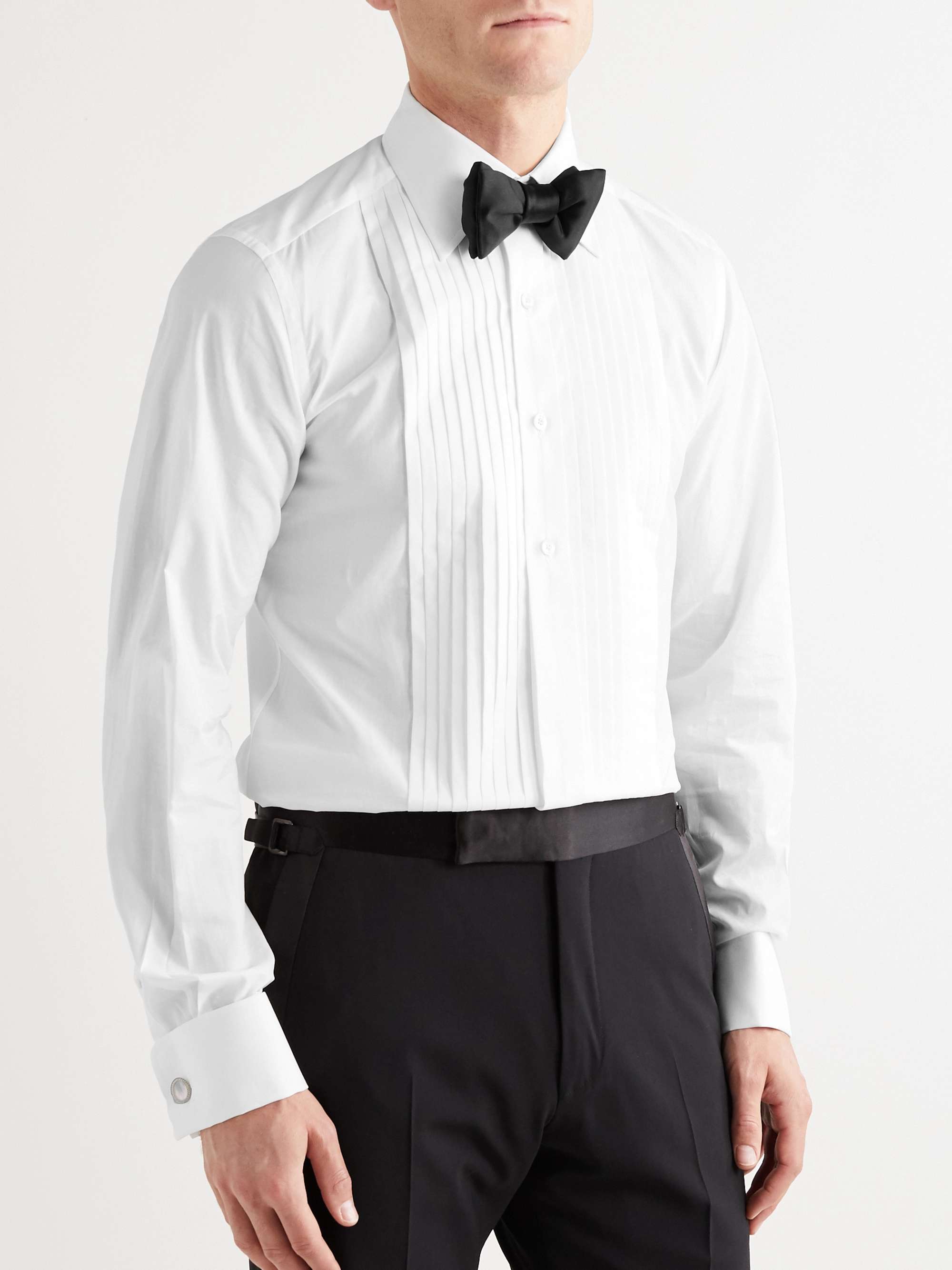 TOM FORD Slim-Fit Bib-Front Cotton-Poplin Tuxedo Shirt for Men | MR PORTER