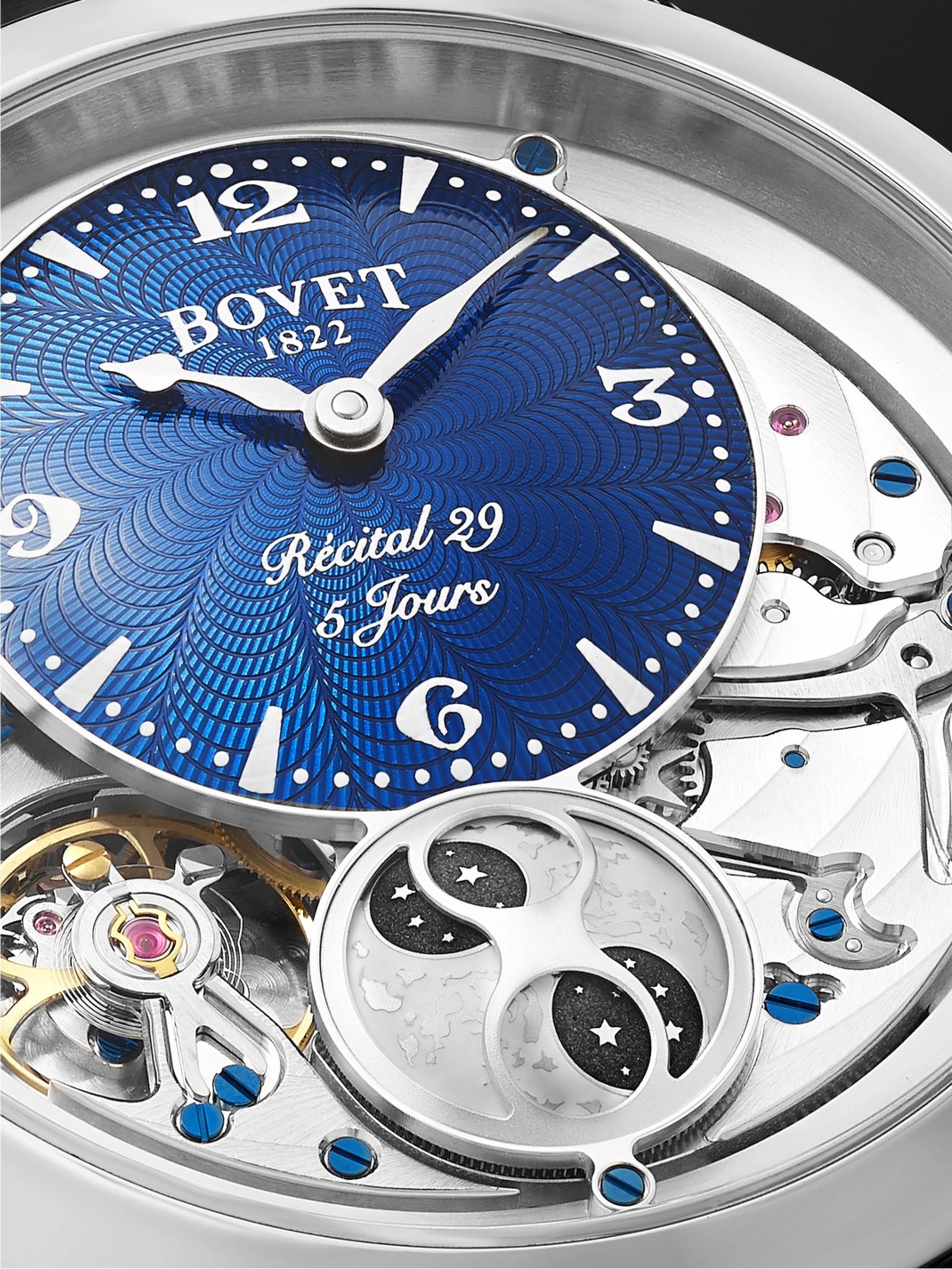 BOVET Récital 29 Moon-Phase 42mm Stainless Steel and Leather Watch, Ref. No. R290002