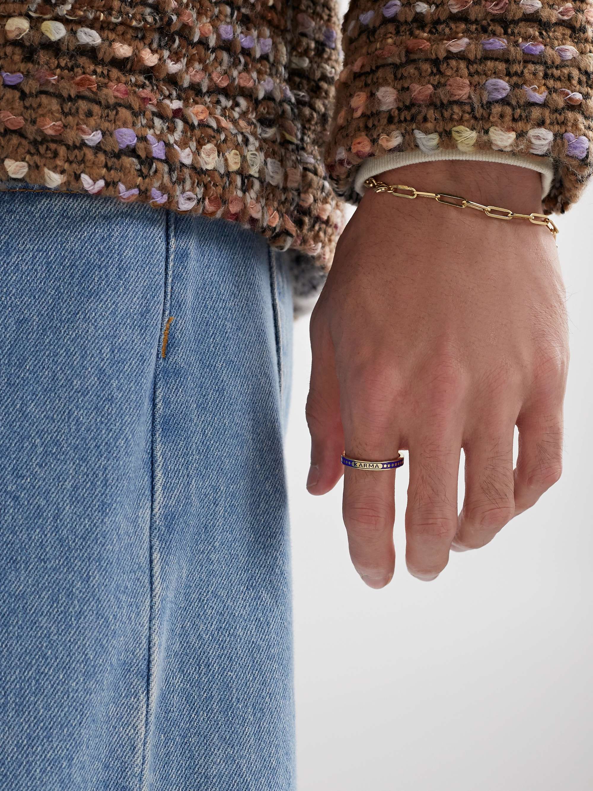 FOUNDRAE Karma 18-Karat Gold and Enamel Ring