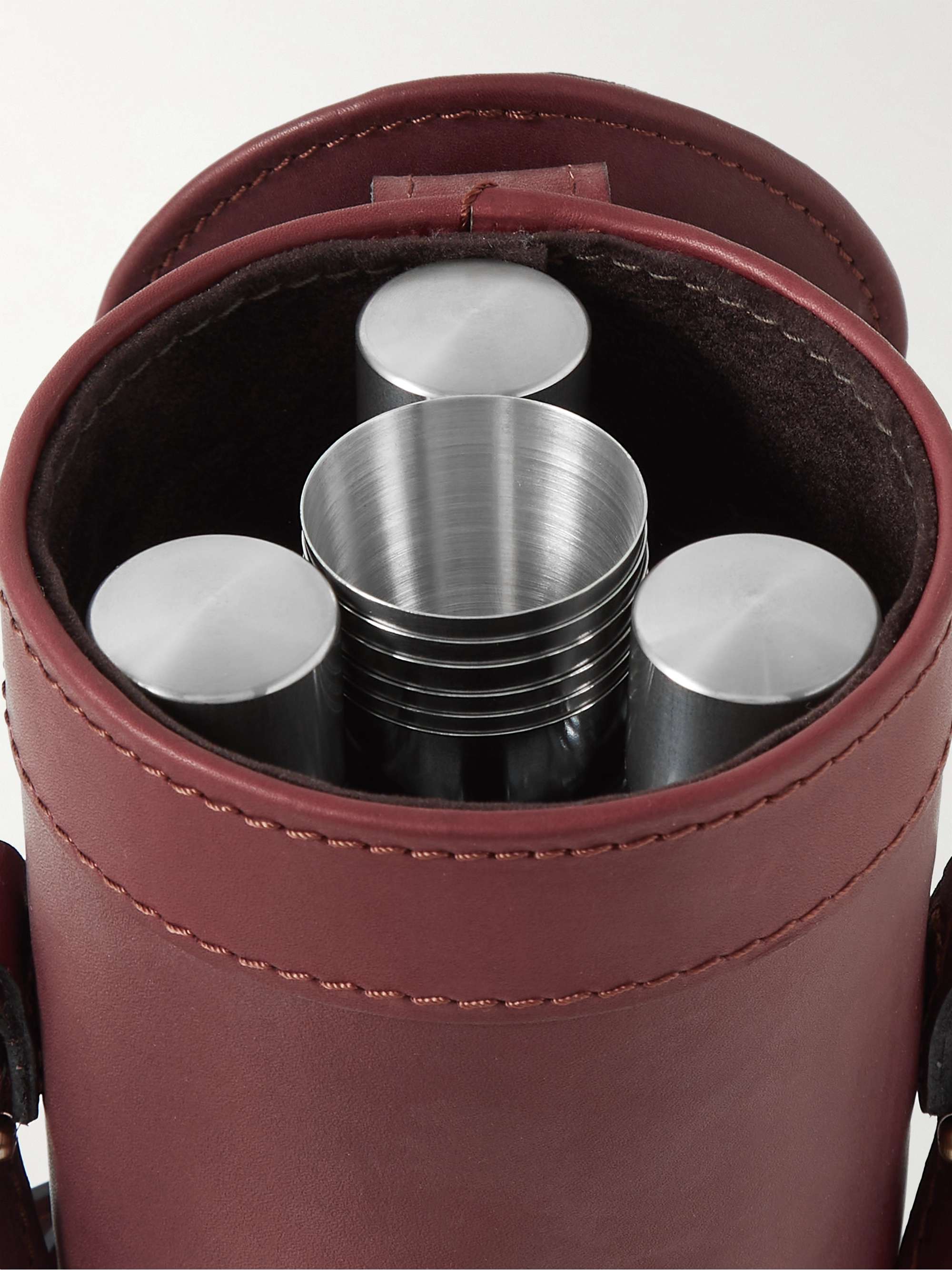 PURDEY Leather and Glass Flask Set