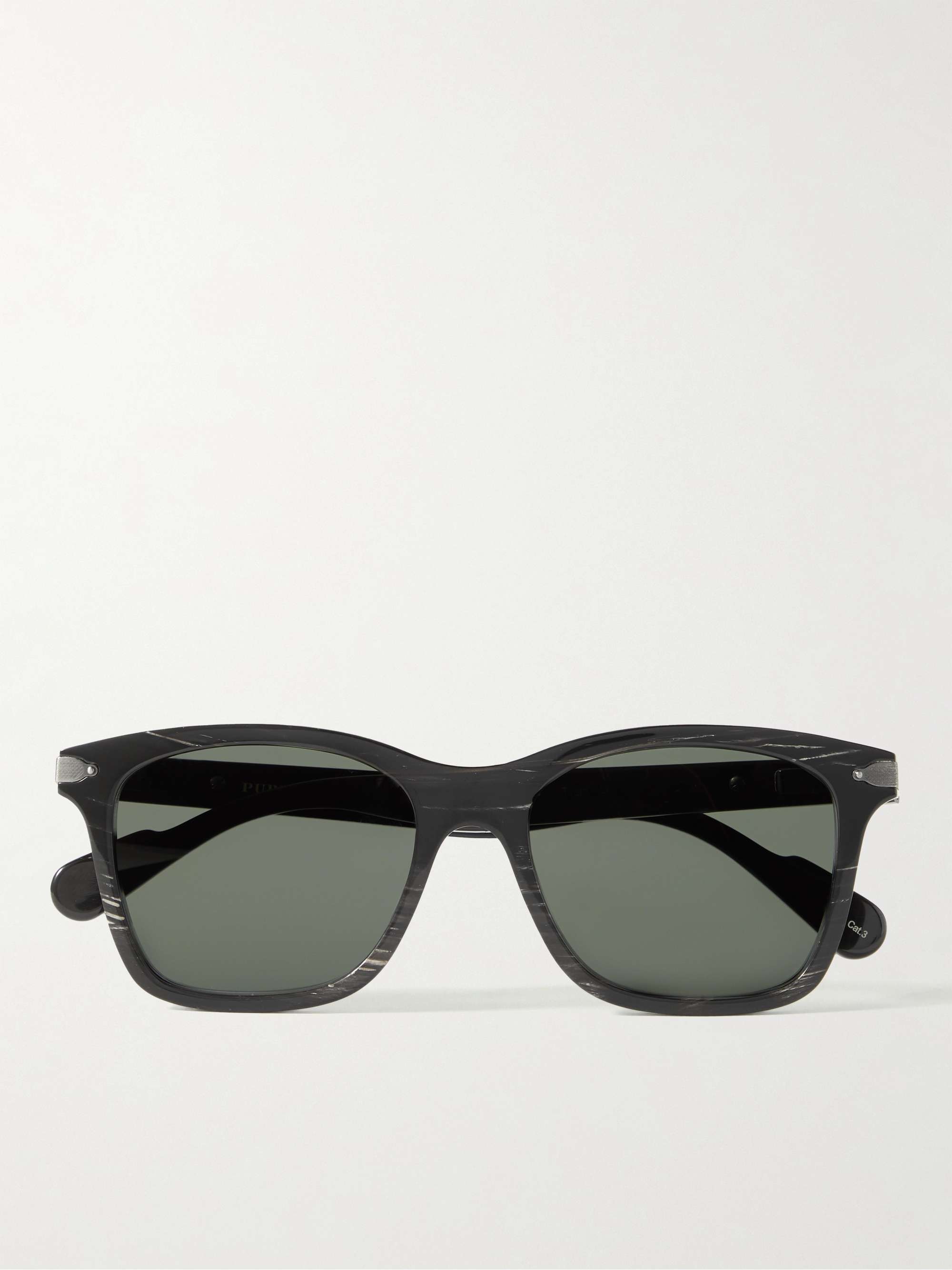 PURDEY The Weekender Square-Frame Horn Sunglasses