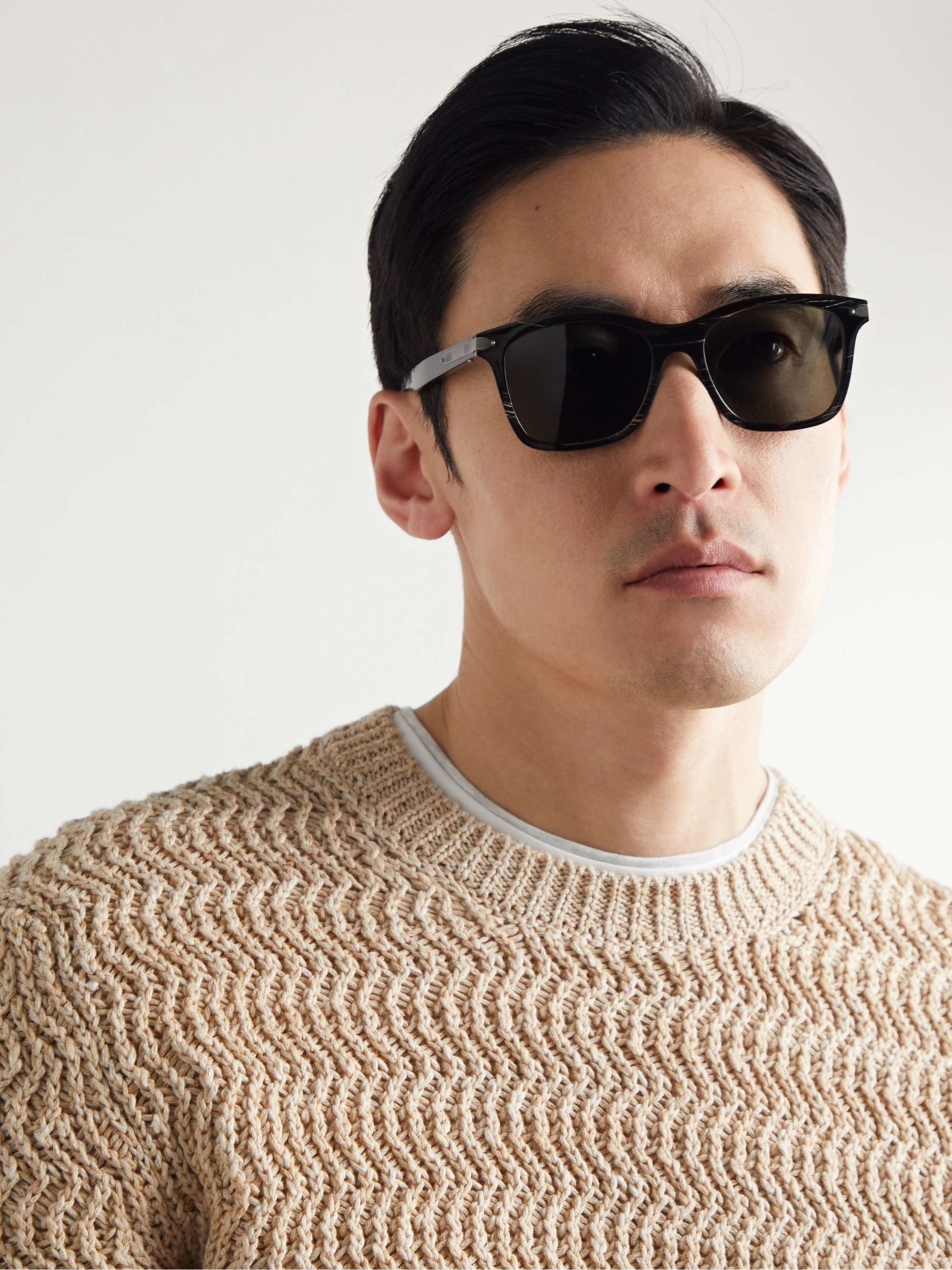 PURDEY The Weekender Square-Frame Horn Sunglasses
