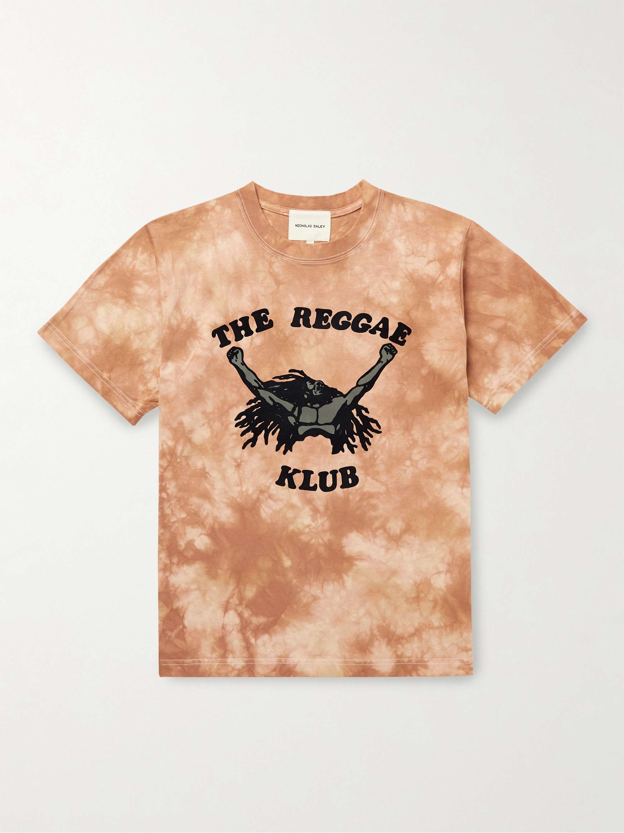 Flocked Tie-Dyed Cotton-Jersey T-Shirt