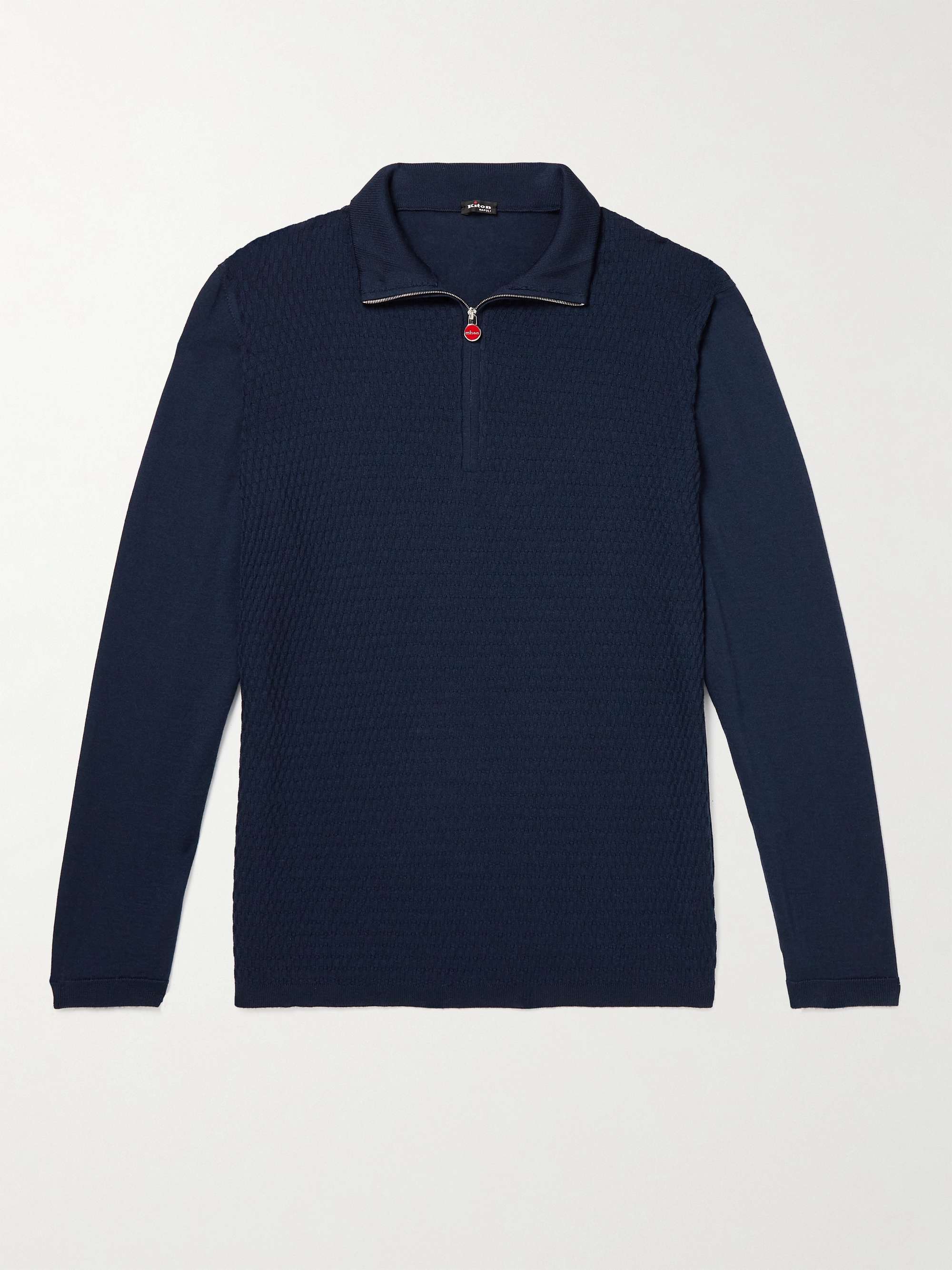KITON Textured Cashmere and Silk-Blend Half-Zip Sweater