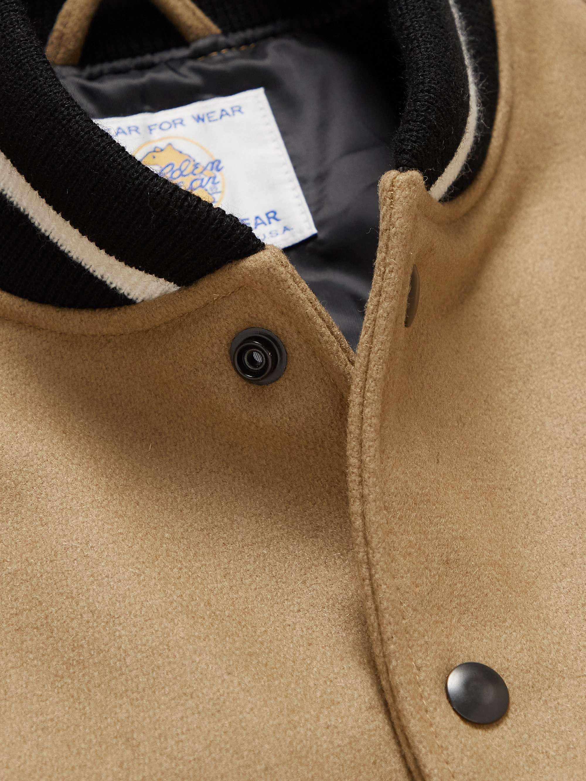 GOLDEN BEAR The Portola Leather-Trimmed Wool-Blend Varsity Jacket