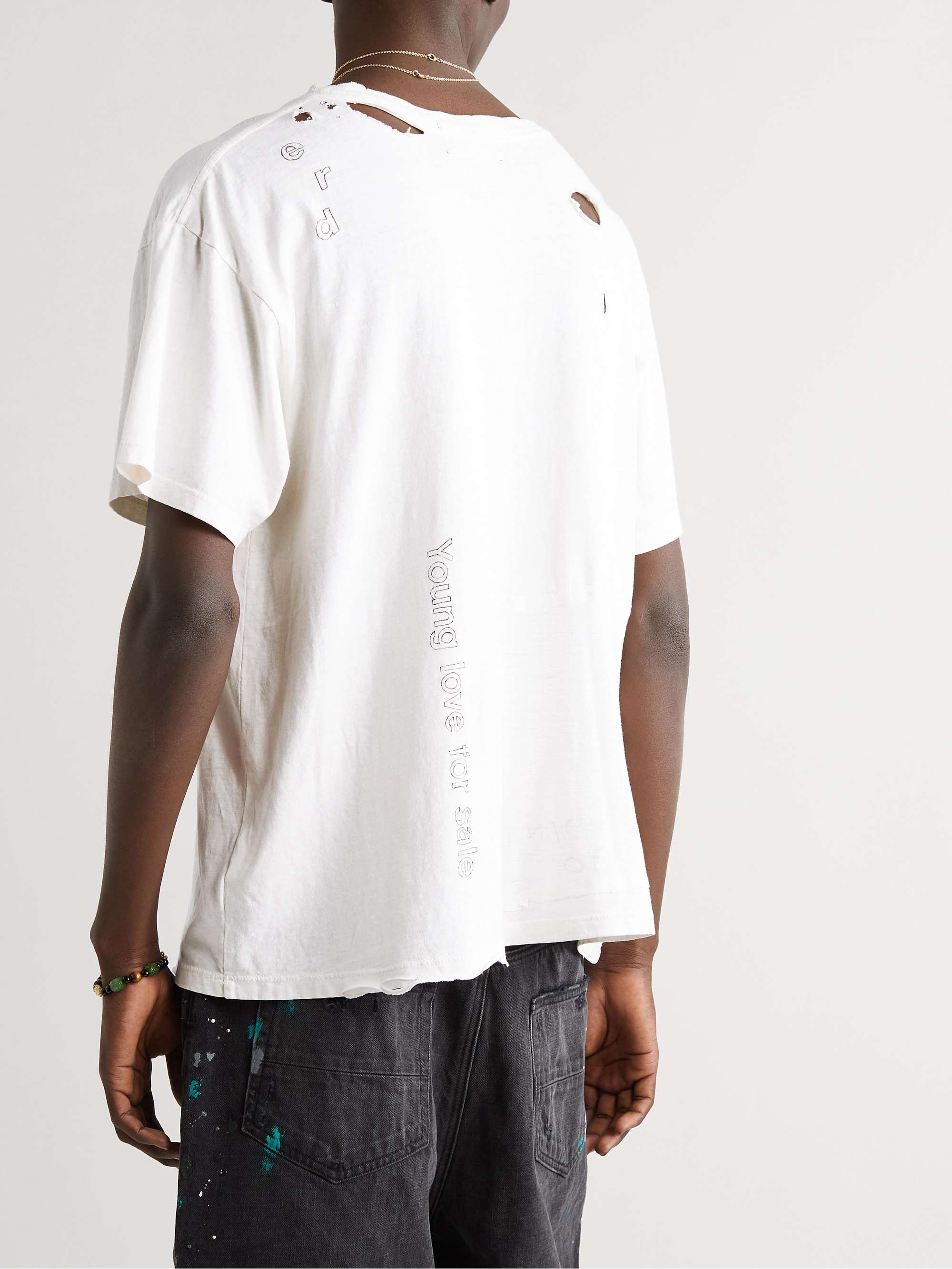 ENFANTS RICHES DÉPRIMÉS Distressed Printed Cotton-Jersey T-Shirt