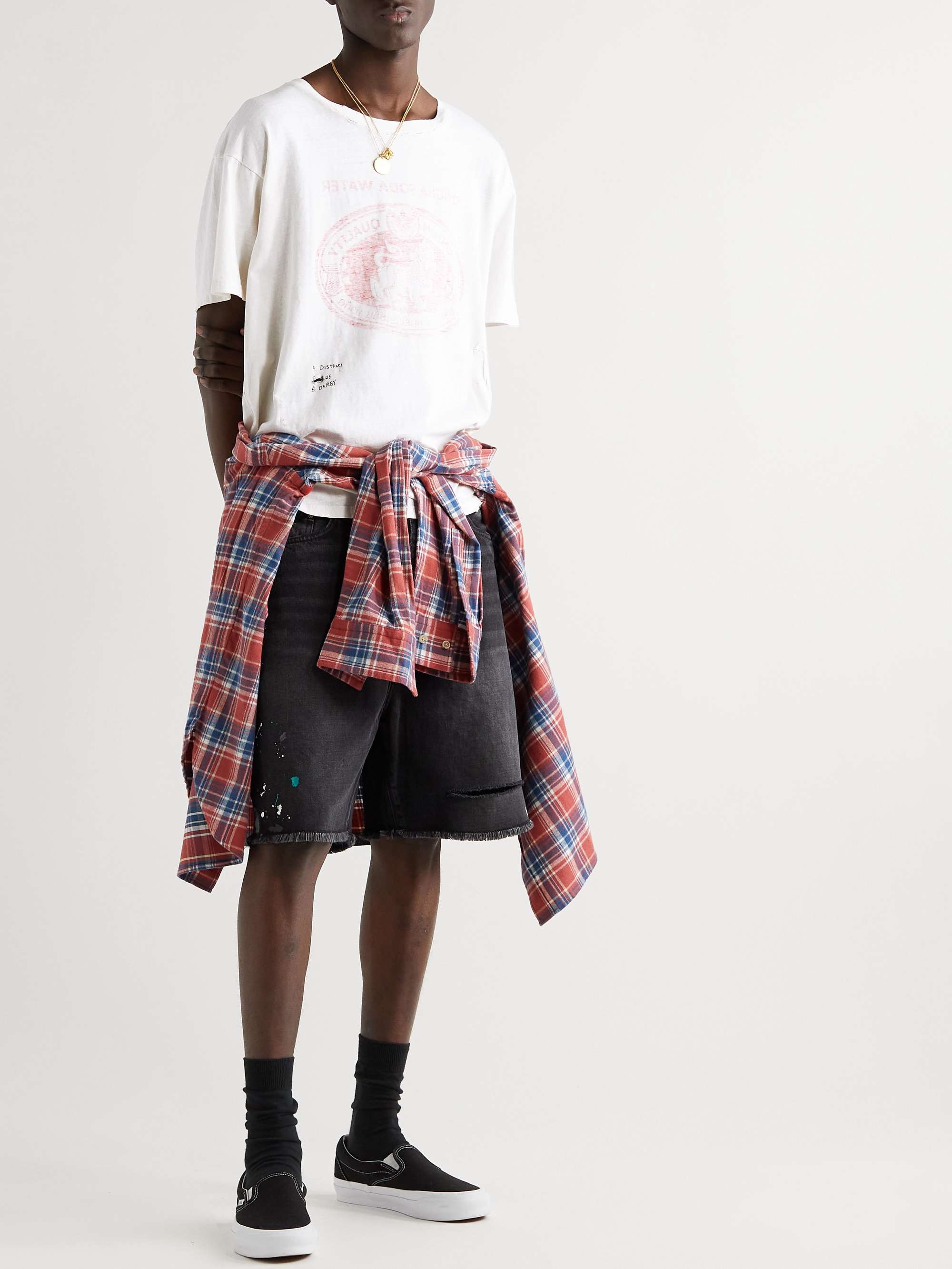 ENFANTS RICHES DÉPRIMÉS Distressed Printed Cotton-Jersey T-Shirt
