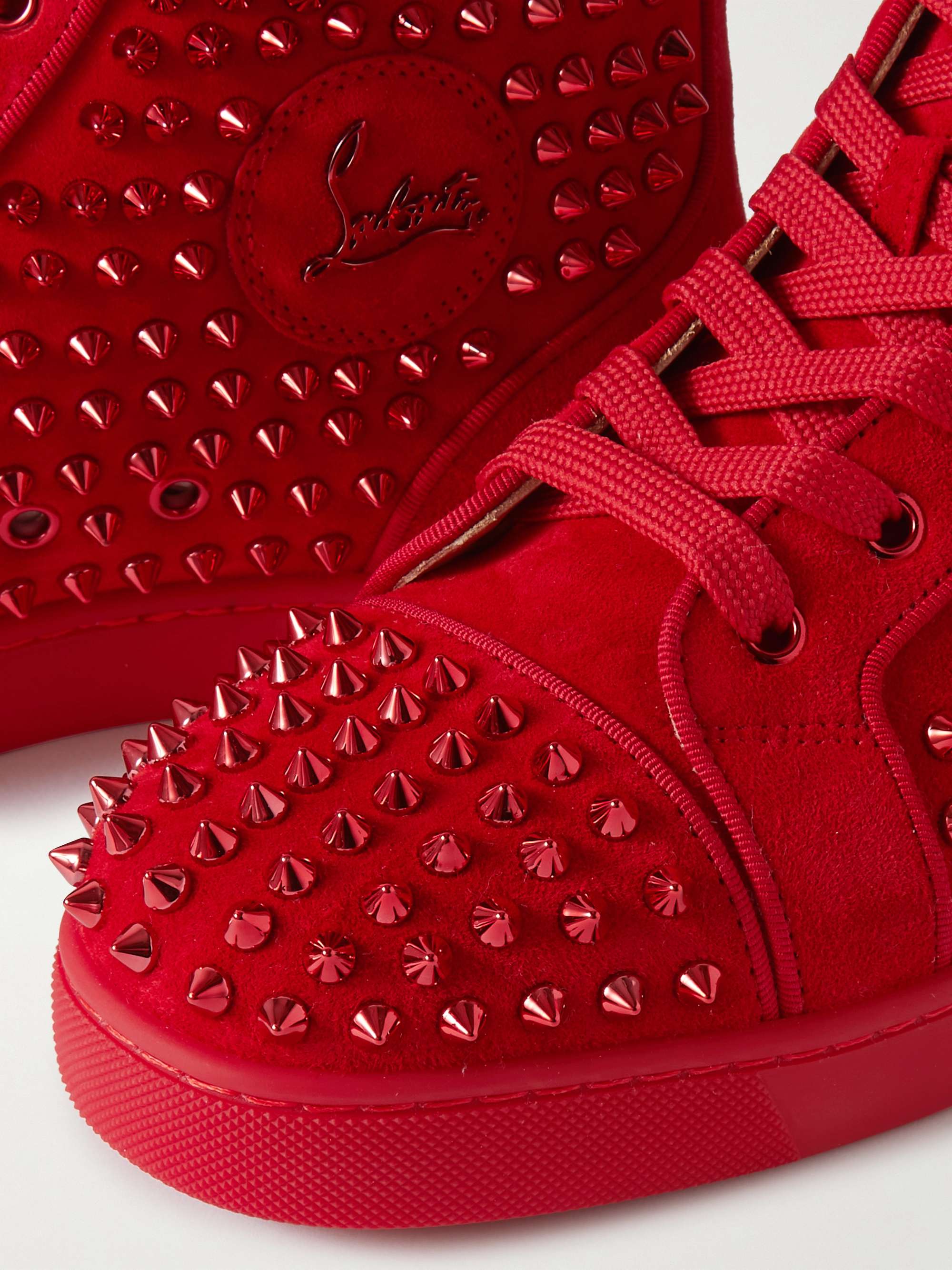CHRISTIAN LOUBOUTIN Lou Spikes Orlato Suede High-Top Sneakers