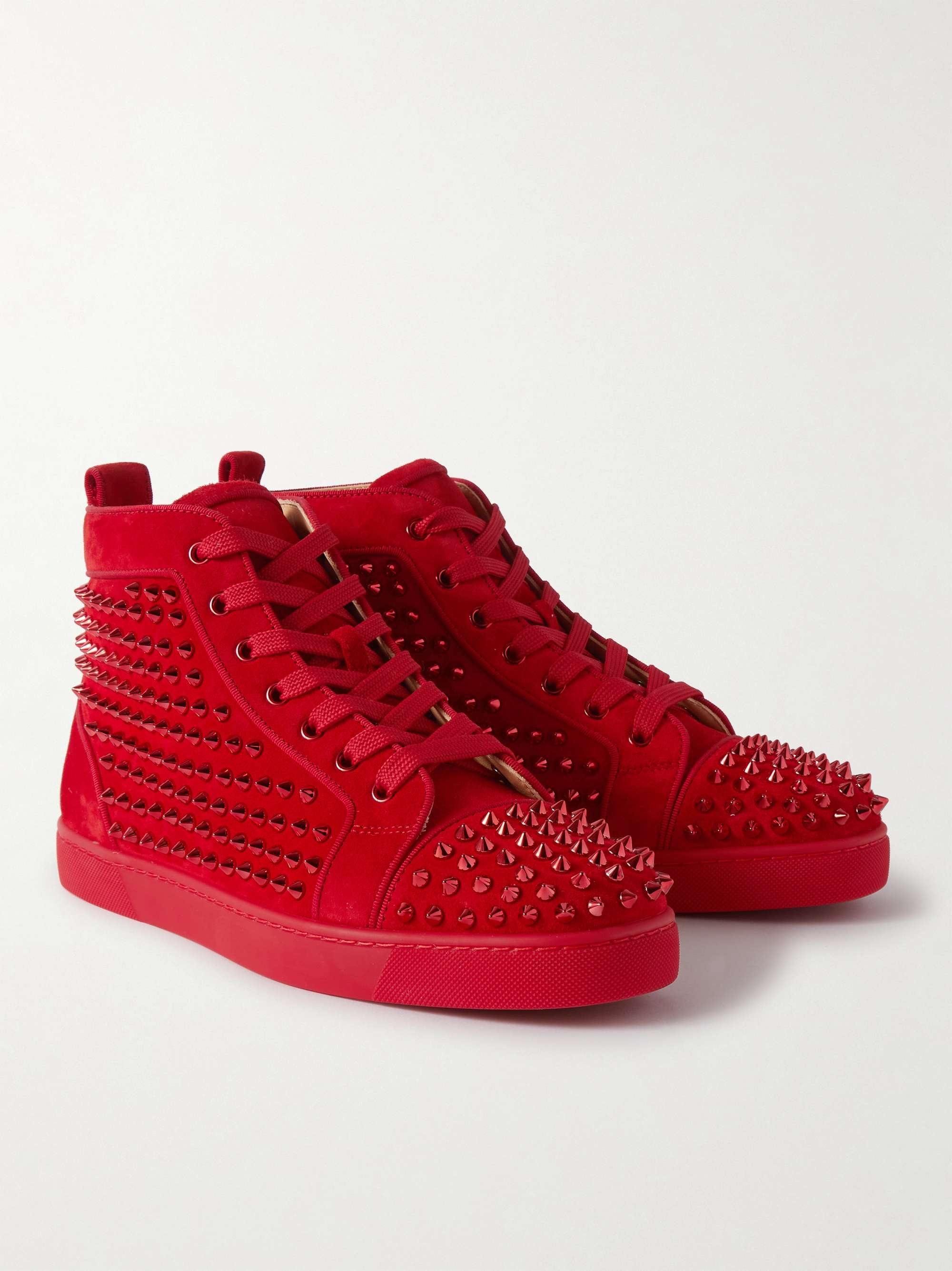 CHRISTIAN LOUBOUTIN Lou Spikes Orlato Suede High-Top Sneakers